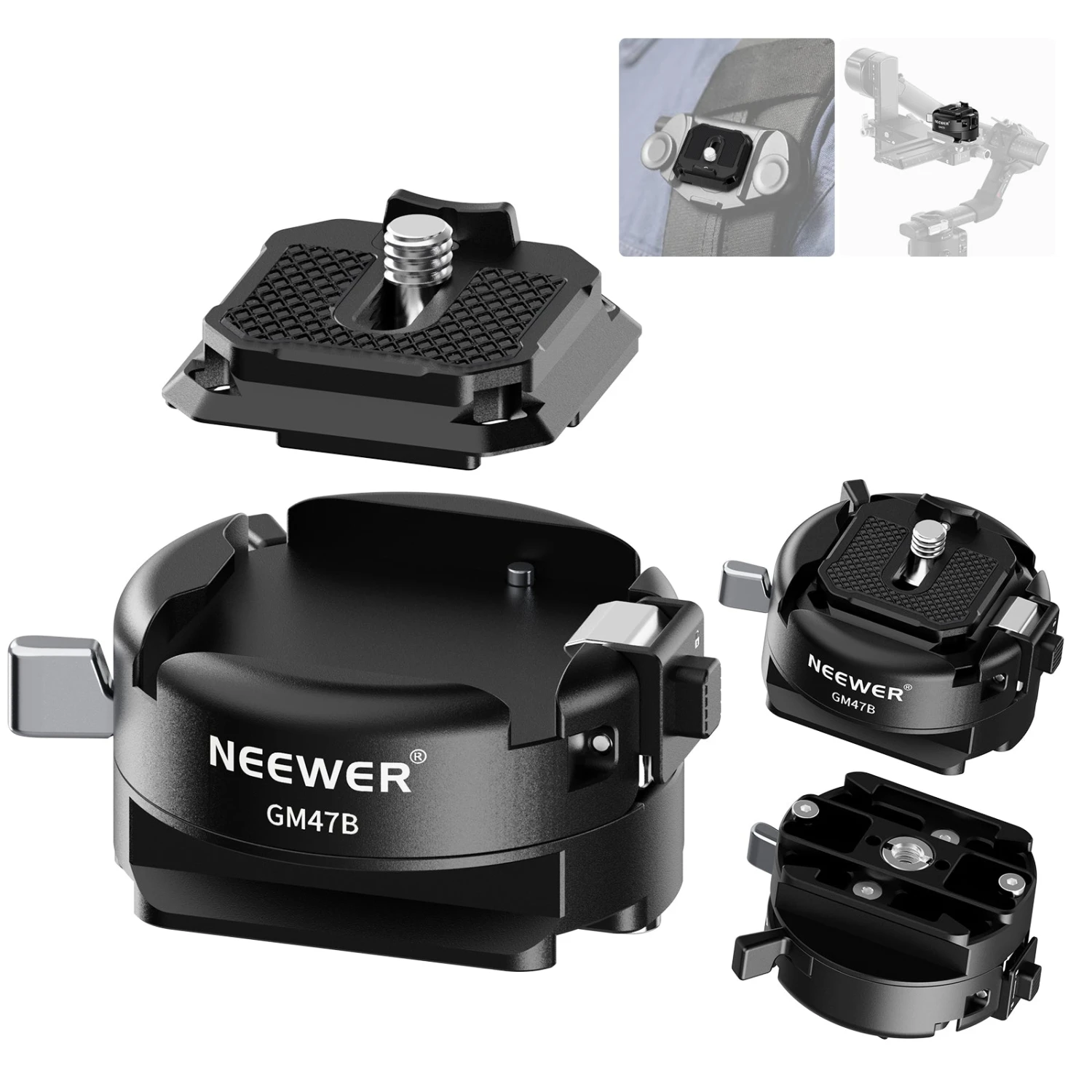 NEEWER GM47B Anti Twist Camera Quick Release Plate Kit 1 NEEWER GM47B Anti Twist Camera Quick Release Plate Kit