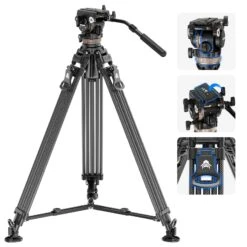 NEEWER LL55 78" Carbon Fiber Video Tripod With Fluid Head & One-Step Lock