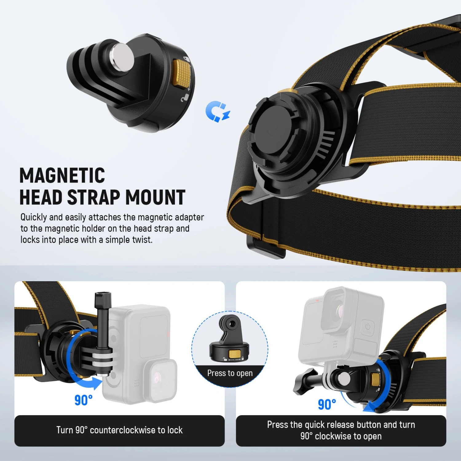 NEEWER GP20 Magnetic Quick Release Head Strap Mount For Action Camera 3 NEEWER GP20 Magnetic Quick Release Head Strap Mount For Action Camera - Image 3