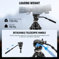 NEEWER LL55 78" Carbon Fiber Video Tripod With Fluid Head & One-Step Lock -Photography Equipment 05 290513de 1904 4cd8 a4a8 413f37df21b8