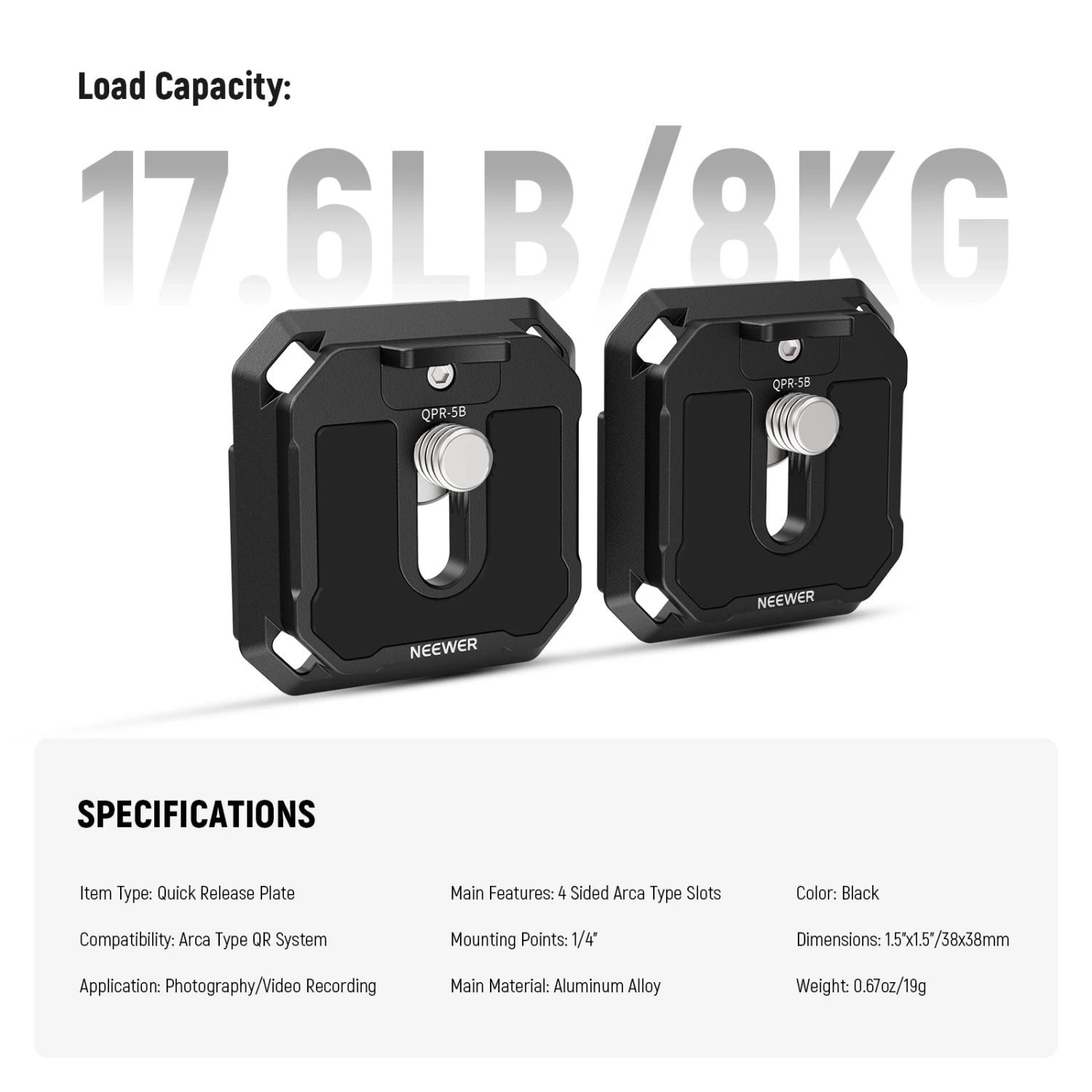 NEEWER QPR-5B 2 Pack 38mm Square Quick Release Plate 7 NEEWER QPR-5B 2 Pack 38mm Square Quick Release Plate - Image 7