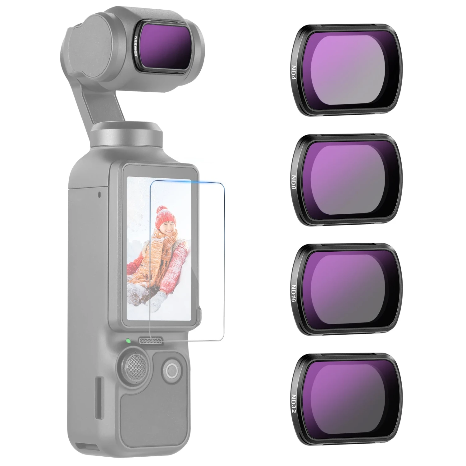 NEEWER FL-B02 4-Pack ND Filter Kit For DJI Osmo Pocket 3 1 NEEWER FL-B02 4-Pack ND Filter Kit For DJI Osmo Pocket 3