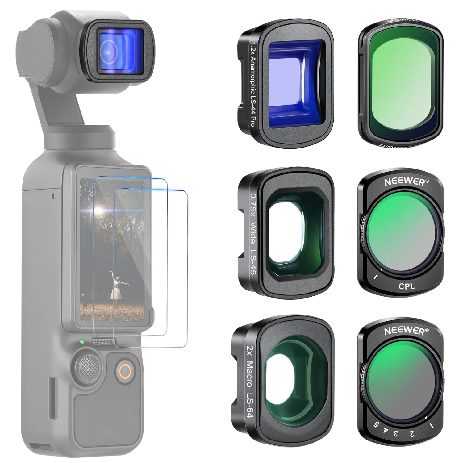 NEEWER FL-B27/FL-B28 Filter Set With Lens For DJI Osmo Pocket 3 10 NEEWER FL-B27/FL-B28 Filter Set With Lens For DJI Osmo Pocket 3 - Image 10