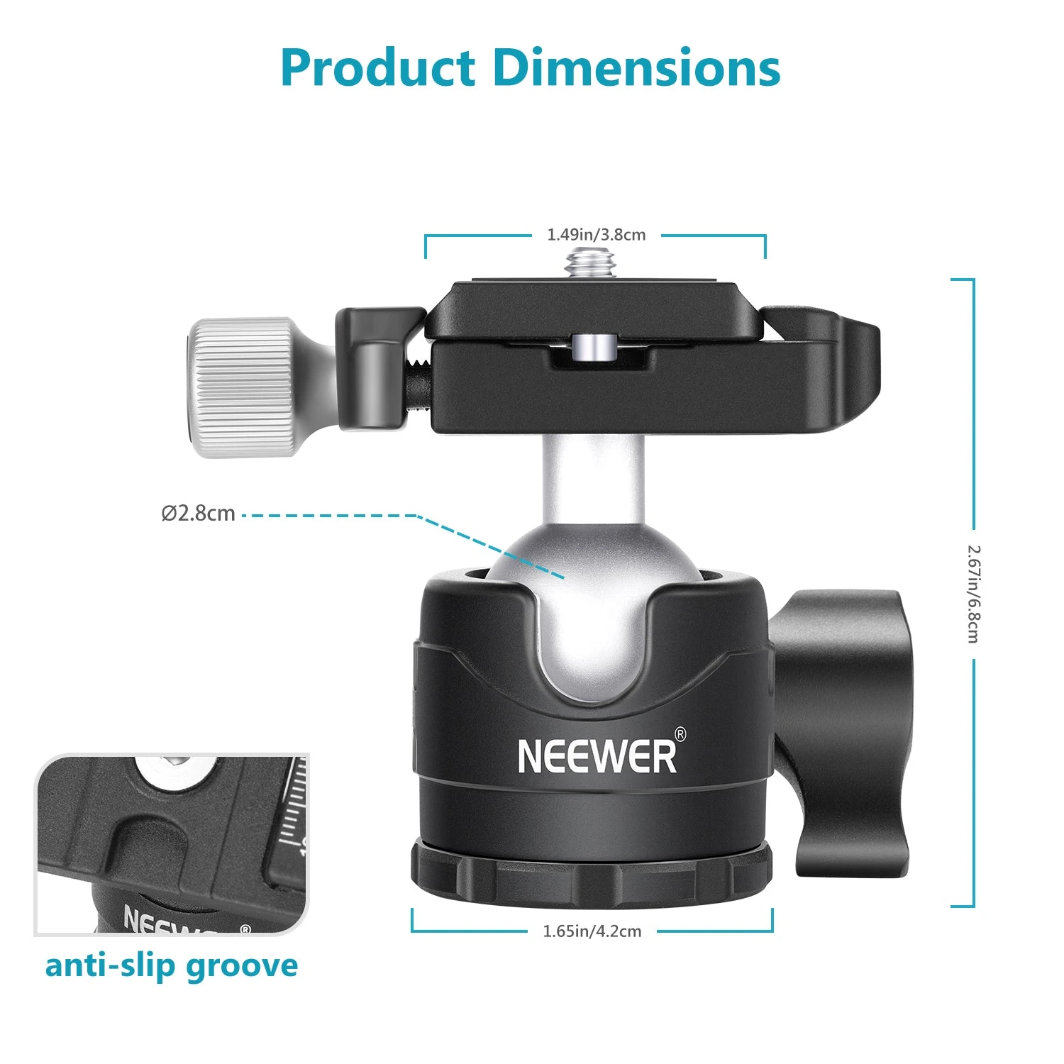 NEEWER LO28 28MM Low Profile Tripod Ball Head 2 NEEWER LO28 28MM Low Profile Tripod Ball Head - Image 2