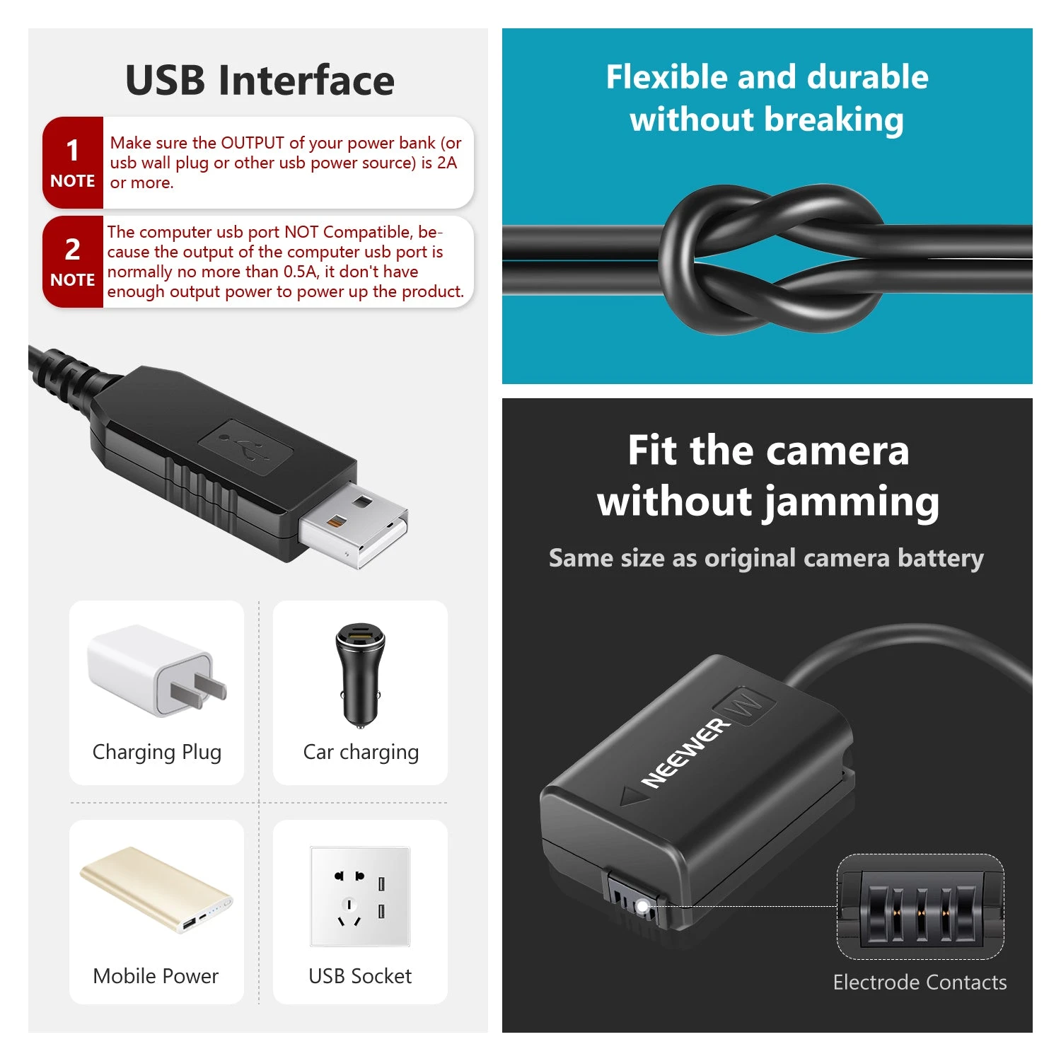 NEEWER DC NP-FW50 Dummy Battery For Sony 4 NEEWER DC NP-FW50 Dummy Battery For Sony - Image 4