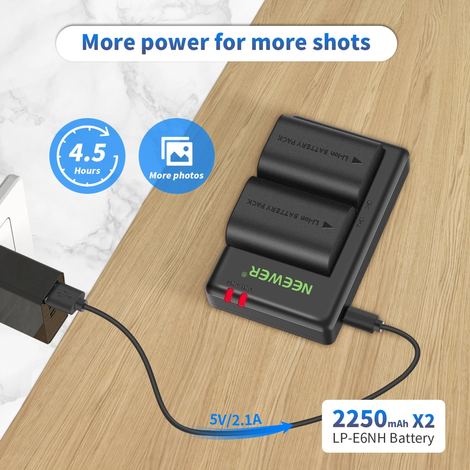 NEEWER LP-E6NH R6 II Replacement Li-Ion Battery Set For Canon 3 NEEWER LP-E6NH R6 II Replacement Li-Ion Battery Set For Canon - Image 3