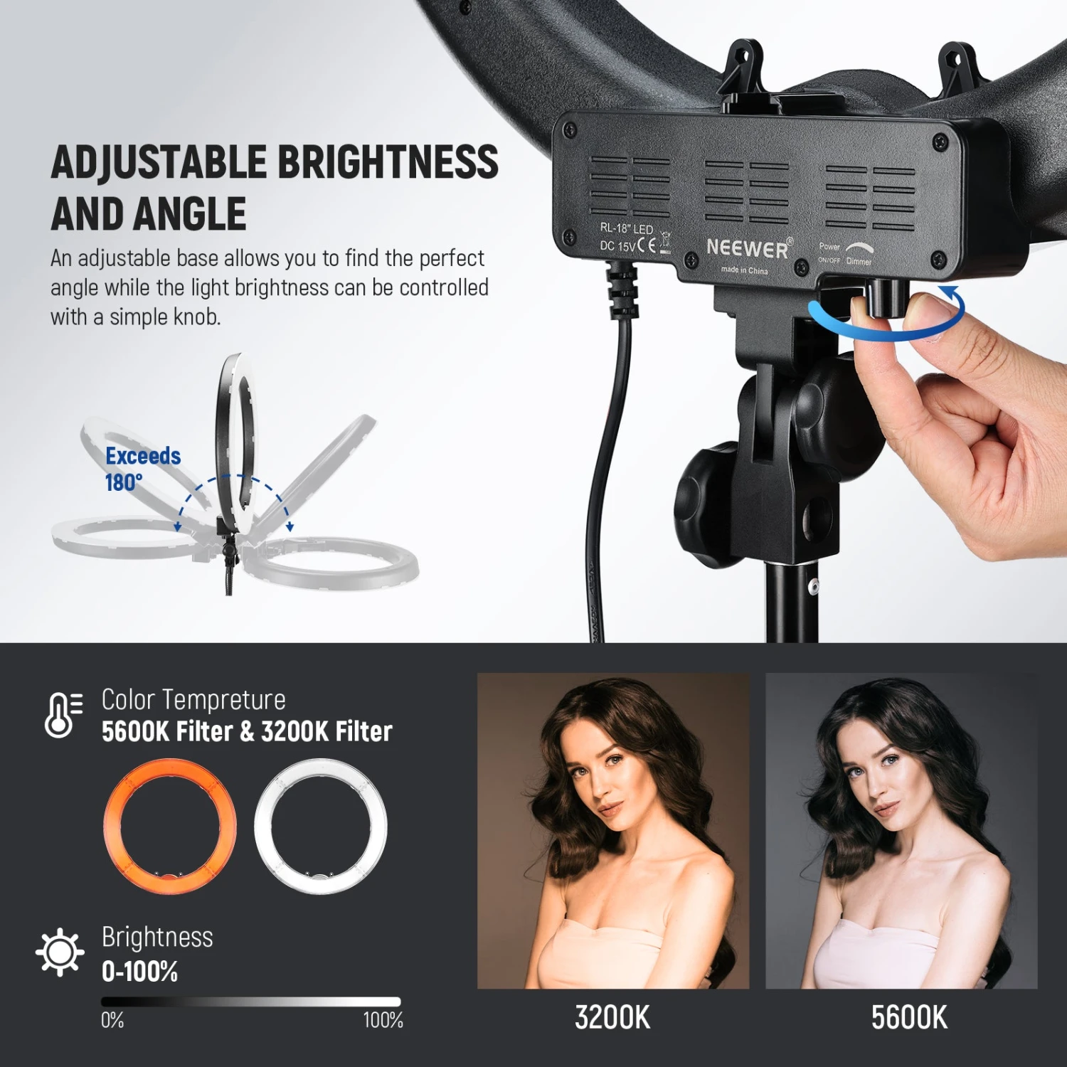 NEEWER RL-18 18 Inch LED Ring Light Kit 3 NEEWER RL-18 18 Inch LED Ring Light Kit - Image 3