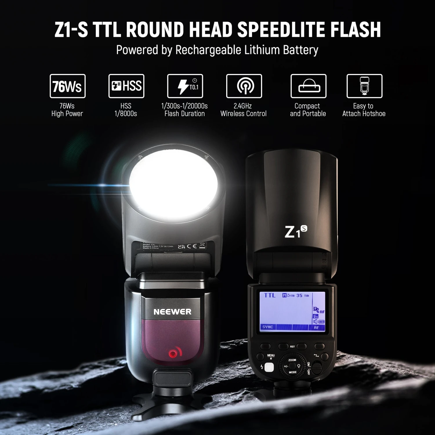 NEEWER Z1-S TTL Round Head Flash Speedlite For Sony 2 NEEWER Z1-S TTL Round Head Flash Speedlite For Sony - Image 2