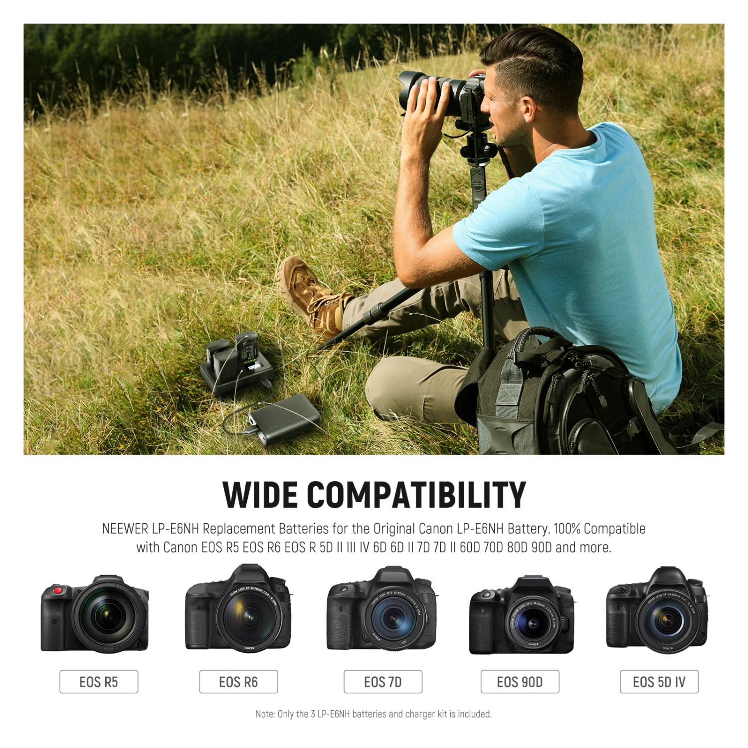 NEEWER LP-E6NH R6 II Replacement Battery Charger Set For Canon 5 NEEWER LP-E6NH R6 II Replacement Battery Charger Set For Canon - Image 5