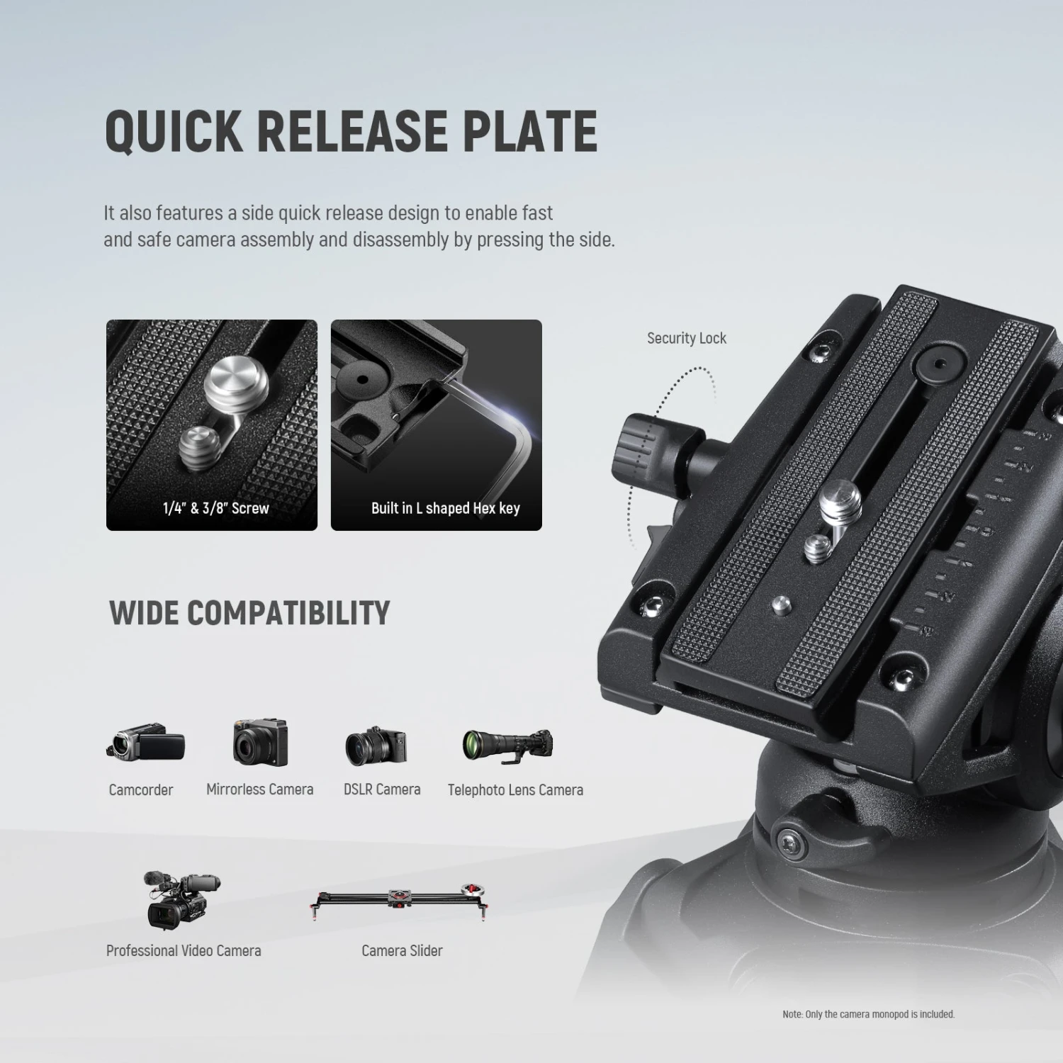 NEEWER GM76 70.5" Professional Camera Monopod With Fluid Head 8 NEEWER GM76 70.5" Professional Camera Monopod With Fluid Head - Image 8