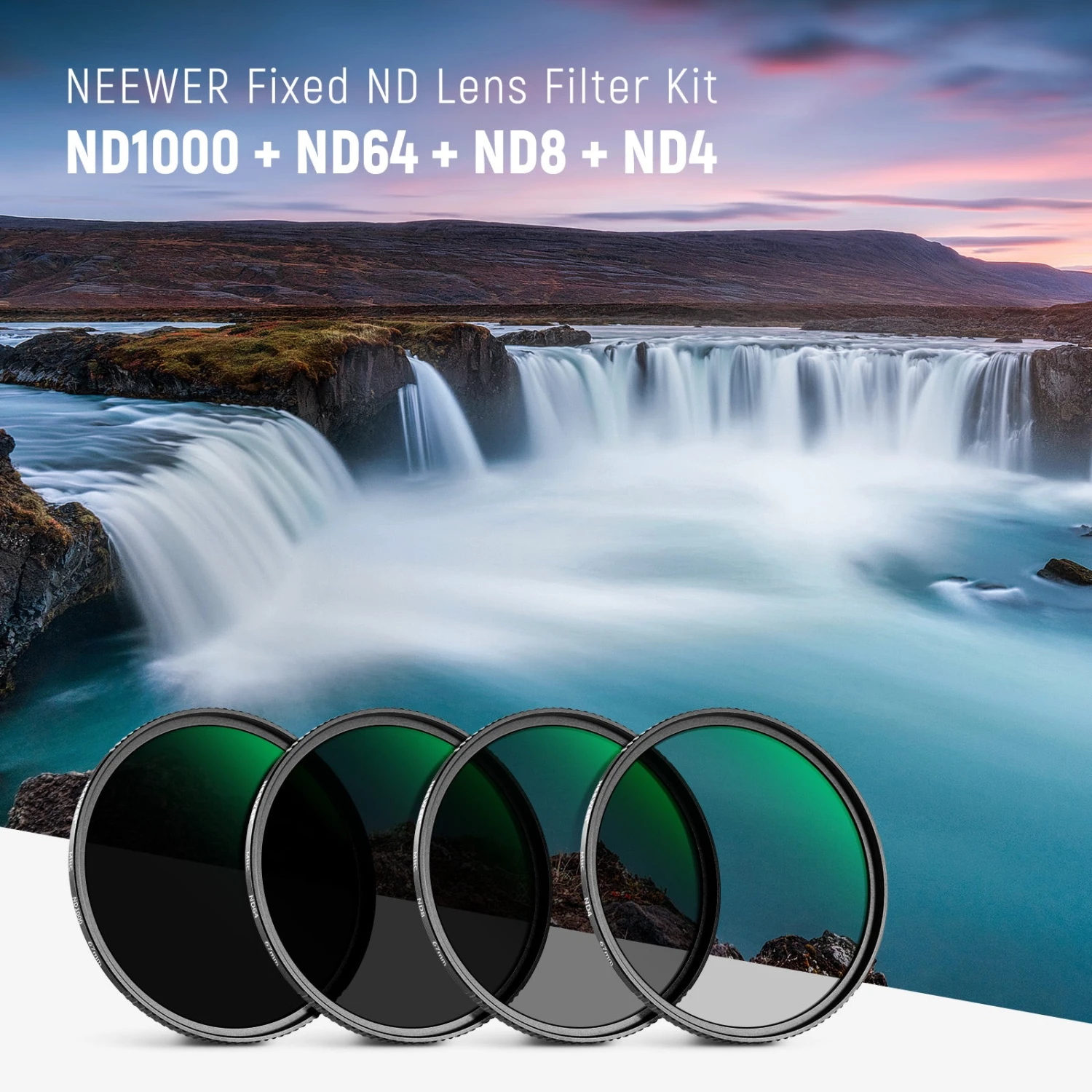 NEEWER 4 Pack HD ND Filter Set (ND1000+ND64+ND8+ND4) 2 NEEWER 4 Pack HD ND Filter Set (ND1000+ND64+ND8+ND4) - Image 2