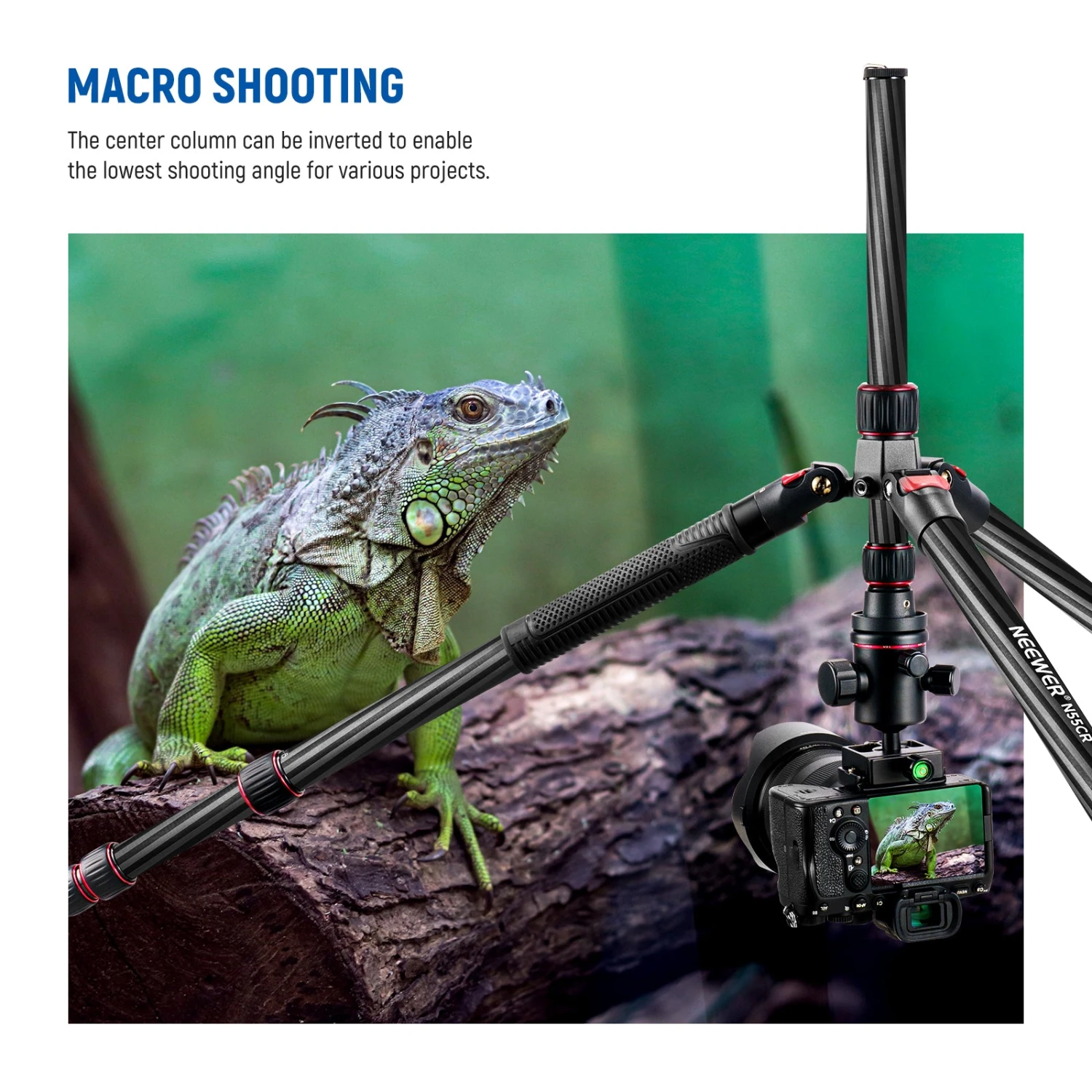 NEEWER N55CR 80.7” Carbon Fiber Tripod Monopod 5 NEEWER N55CR 80.7” Carbon Fiber Tripod Monopod - Image 5