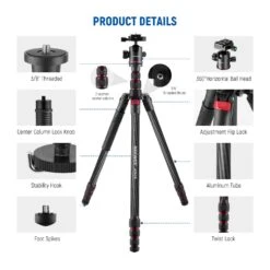 NEEWER N55CR 80.7” Carbon Fiber Tripod Monopod 17 NEEWER N55CR 80.7” Carbon Fiber Tripod Monopod -Photography Equipment 10101310 8