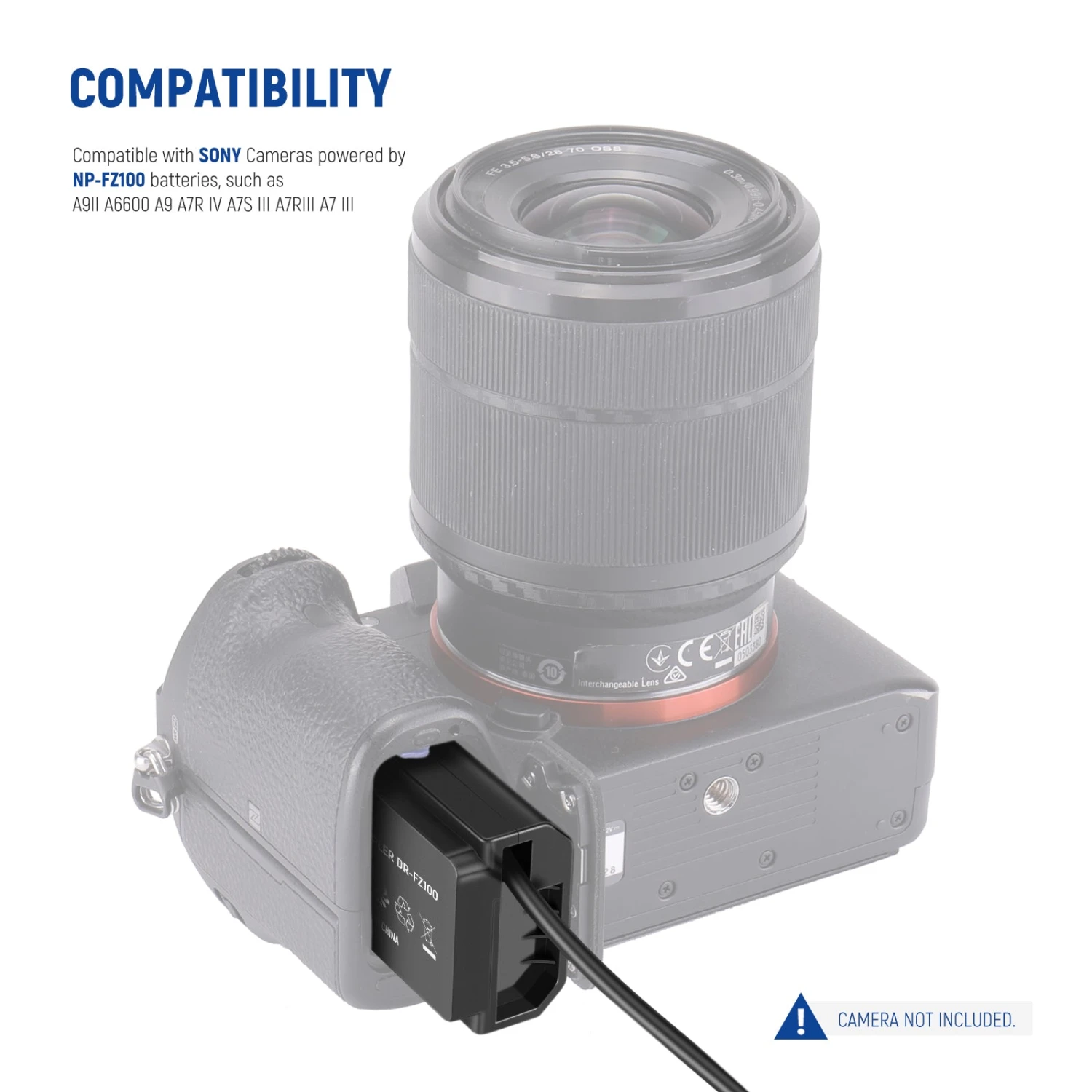 NEEWER NP-FZ100 Sony DC Coupler Dummy Battery Charger Set 2 NEEWER NP-FZ100 Sony DC Coupler Dummy Battery Charger Set - Image 2