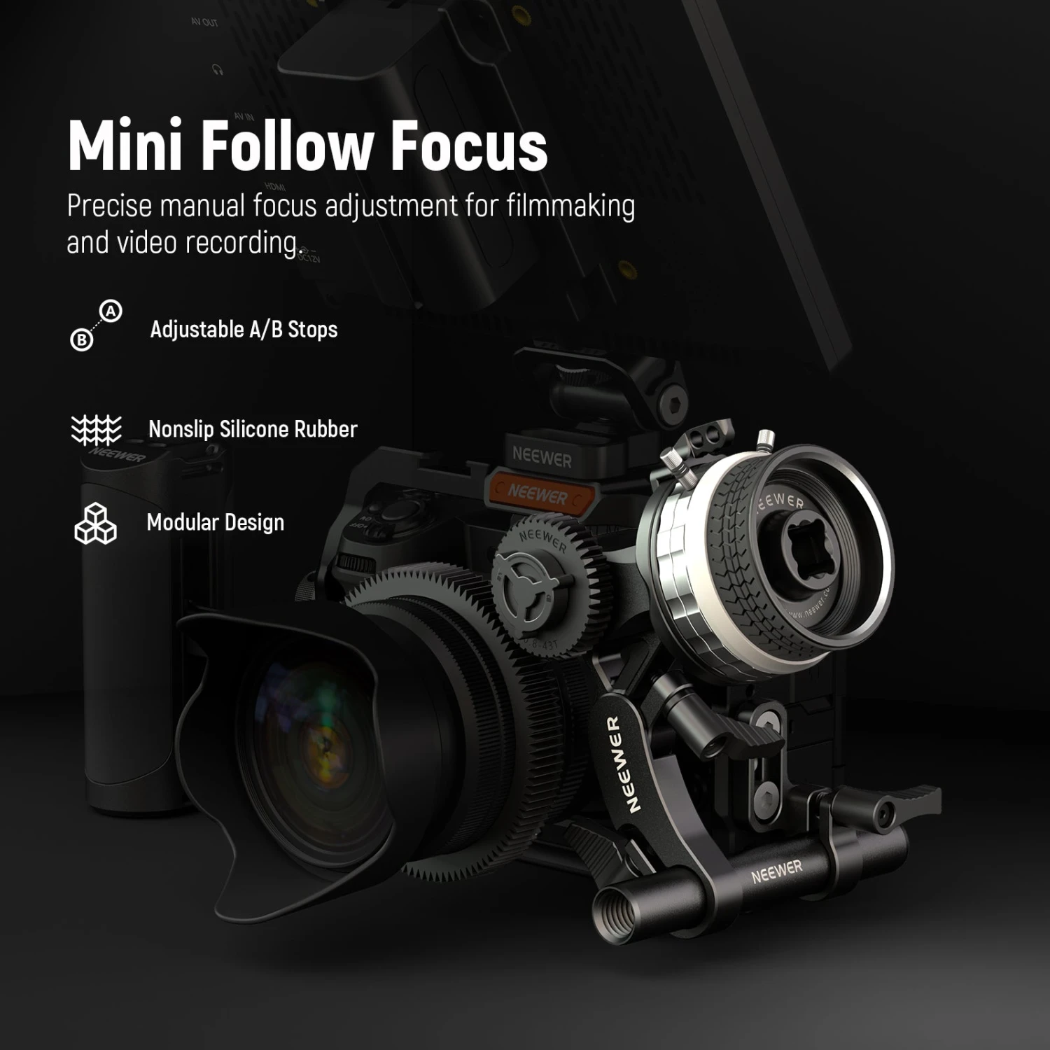 NEEWER PG001 Mini Follow Focus With A/B Stops 2 NEEWER PG001 Mini Follow Focus With A/B Stops - Image 2