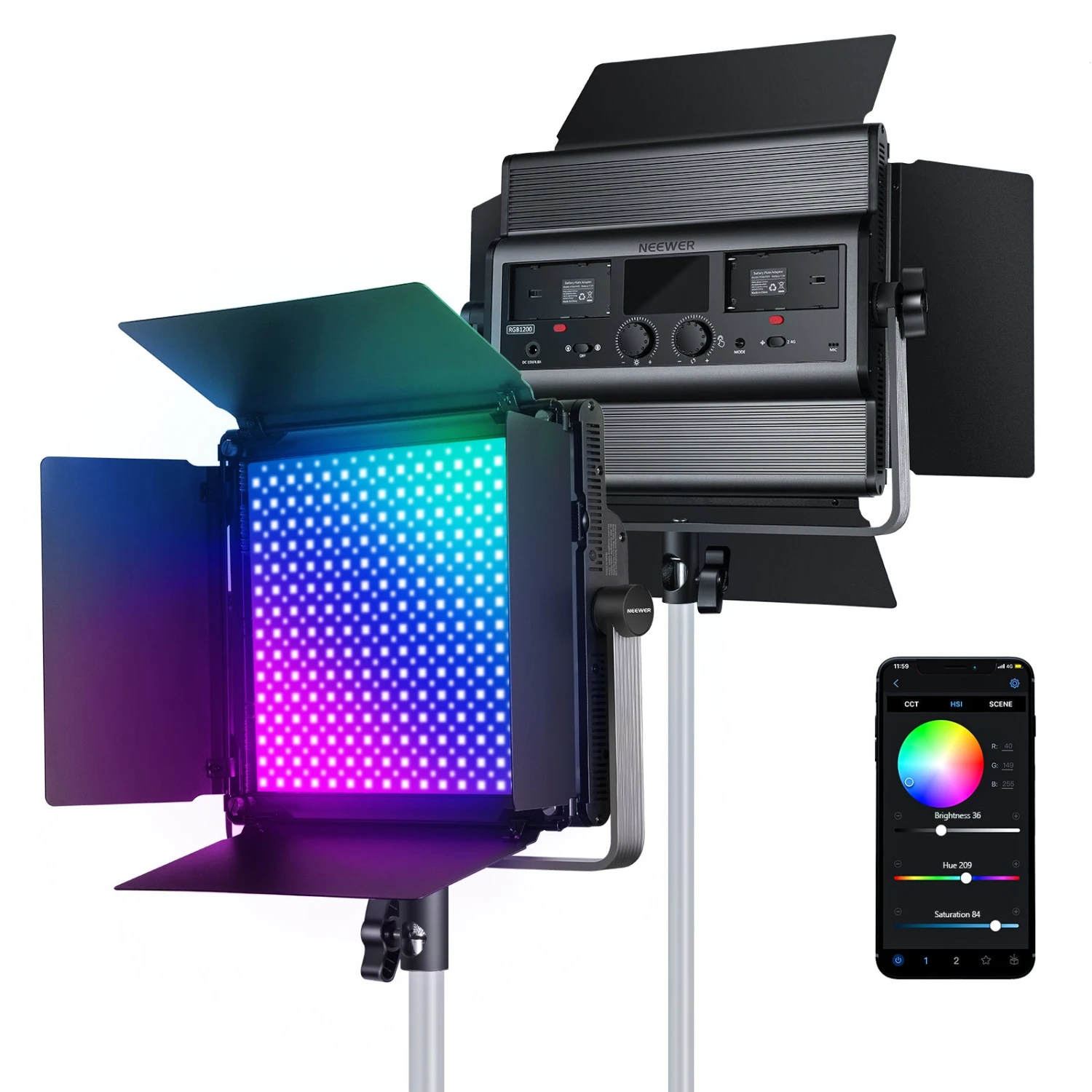 NEEWER RGB1200 60W APP Control RGB LED Video Light 1 NEEWER RGB1200 60W APP Control RGB LED Video Light