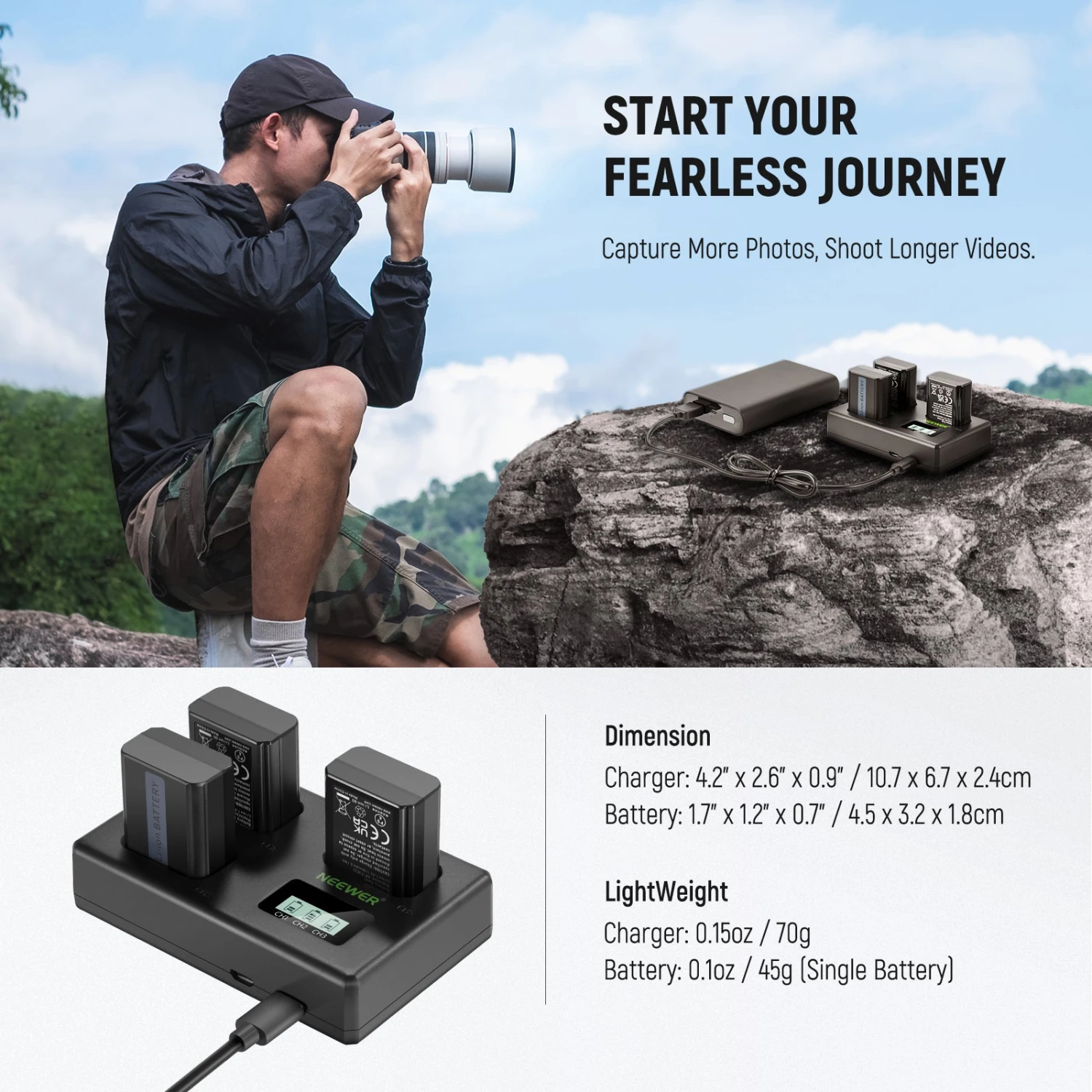 NEEWER NP-FW50 3 Pack Replacement Sony Battery And Charger Set 9 NEEWER NP-FW50 3 Pack Replacement Sony Battery And Charger Set - Image 9