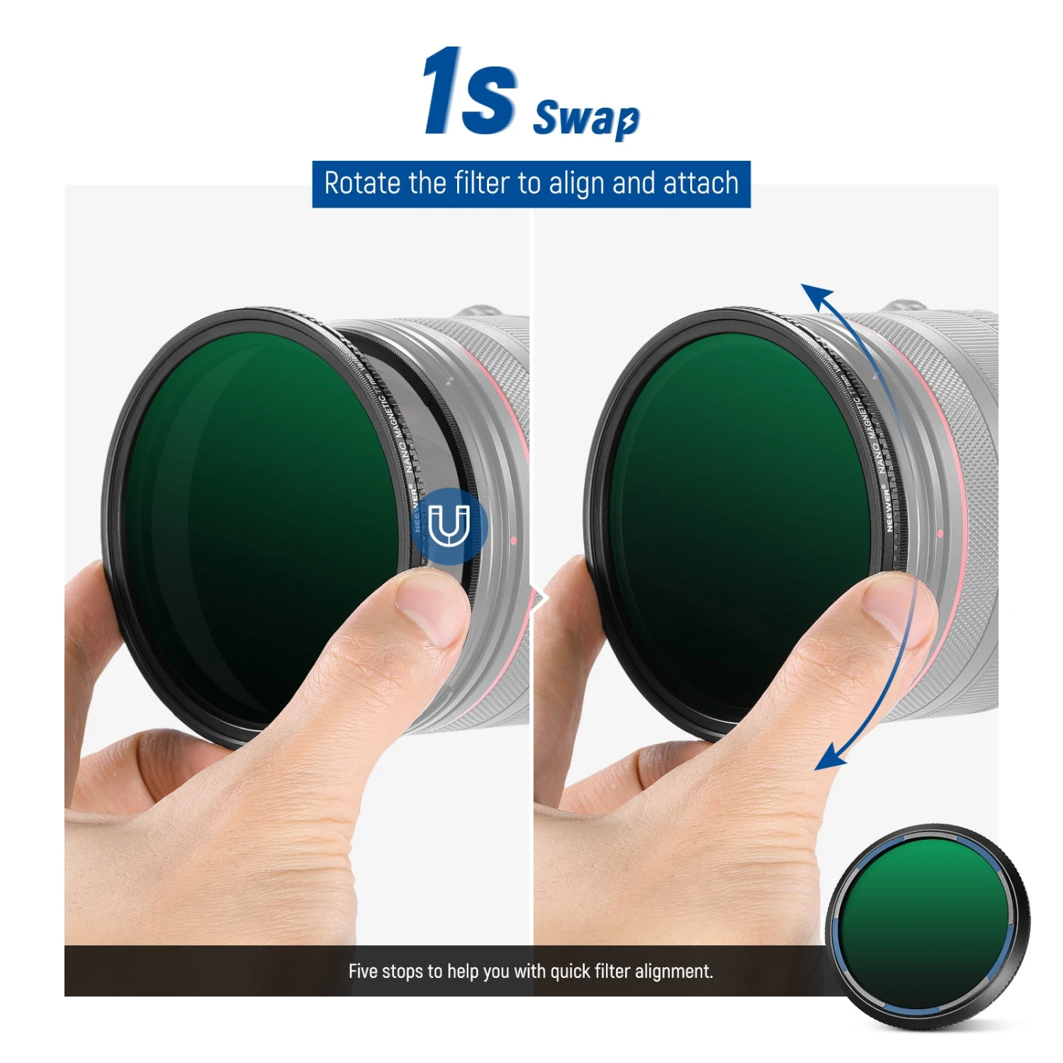NEEWER 77mm Magnetic Variable ND Filter ND2-ND32(1-5 Stops) With Adapter Ring 2 NEEWER 77mm Magnetic Variable ND Filter ND2-ND32(1-5 Stops) With Adapter Ring - Image 2
