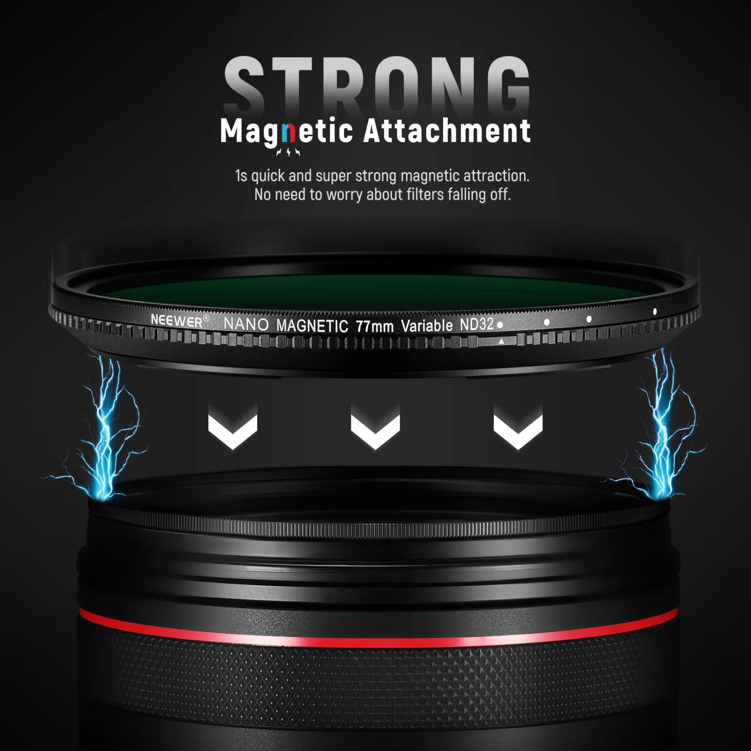 NEEWER 77mm Magnetic Variable ND Filter ND2-ND32(1-5 Stops) With Adapter Ring 3 NEEWER 77mm Magnetic Variable ND Filter ND2-ND32(1-5 Stops) With Adapter Ring - Image 3