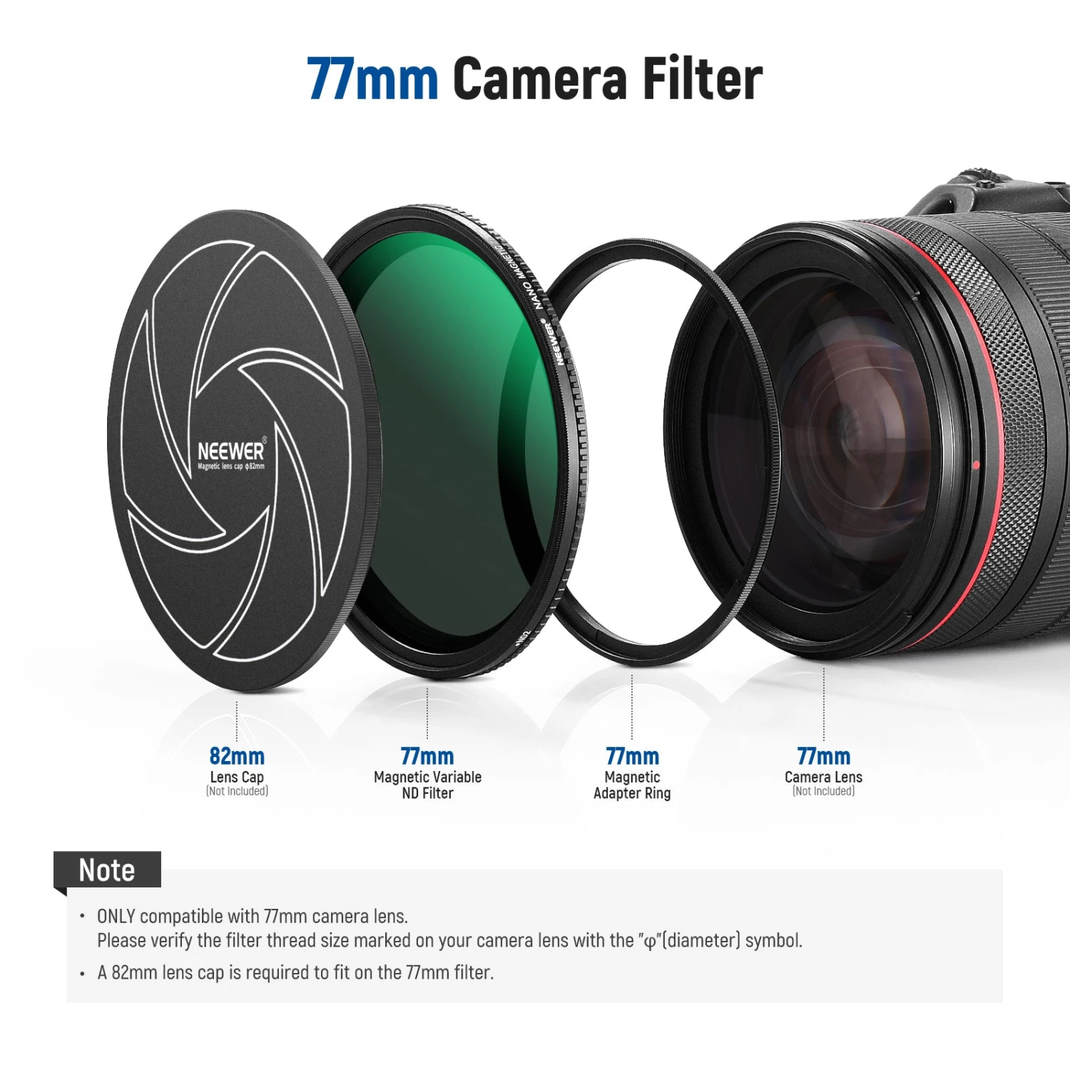 NEEWER 77mm Magnetic Variable ND Filter ND2-ND32(1-5 Stops) With Adapter Ring 8 NEEWER 77mm Magnetic Variable ND Filter ND2-ND32(1-5 Stops) With Adapter Ring - Image 8