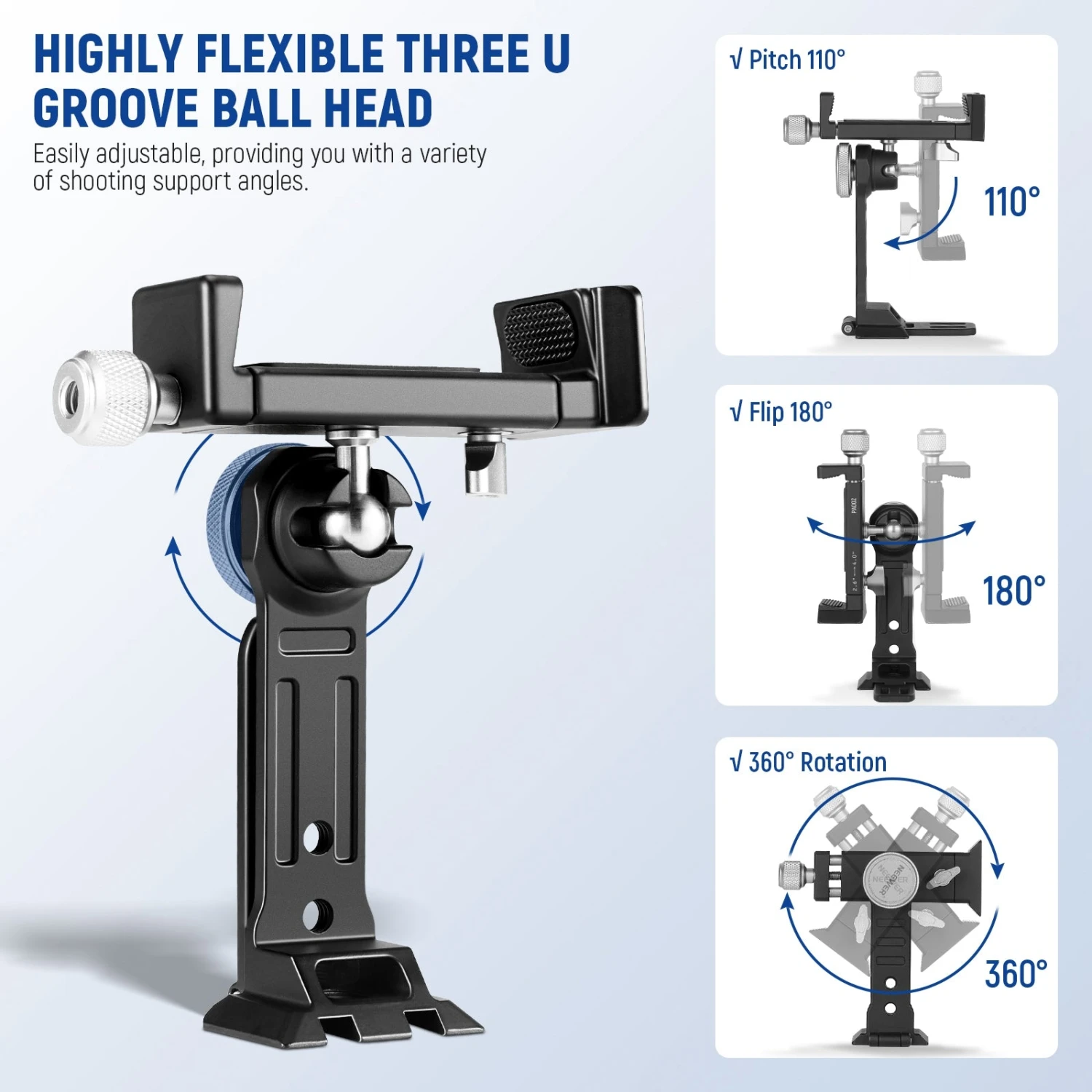 NEEWER PA002 Smartphone Tripod Mount Aluminum Alloy 2 NEEWER PA002 Smartphone Tripod Mount Aluminum Alloy - Image 2