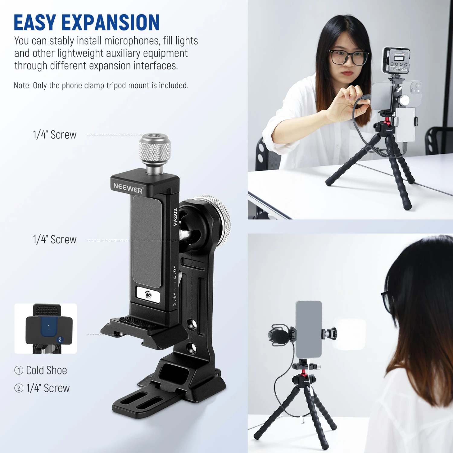 NEEWER PA002 Smartphone Tripod Mount Aluminum Alloy 6 NEEWER PA002 Smartphone Tripod Mount Aluminum Alloy - Image 6