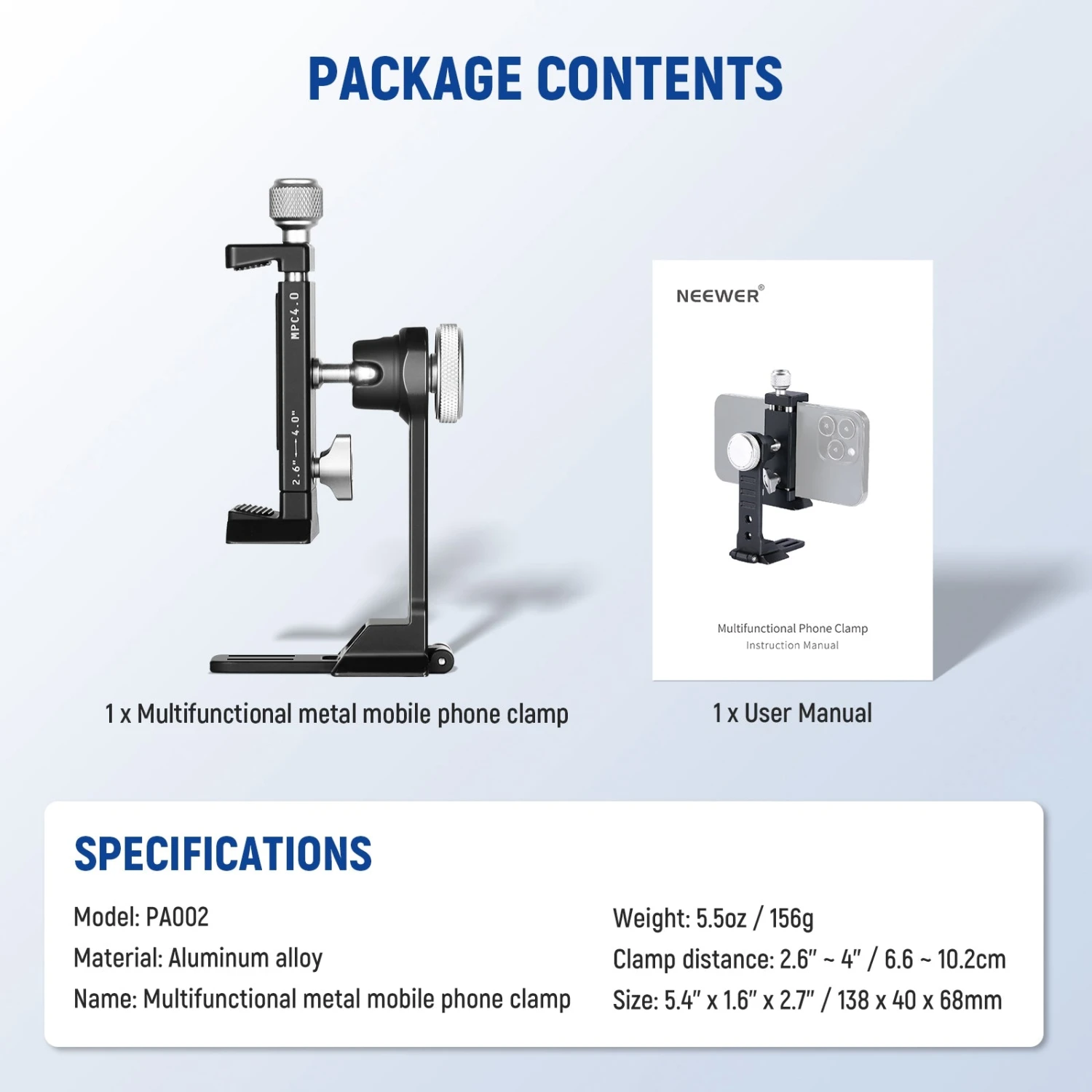 NEEWER PA002 Smartphone Tripod Mount Aluminum Alloy 9 NEEWER PA002 Smartphone Tripod Mount Aluminum Alloy - Image 9