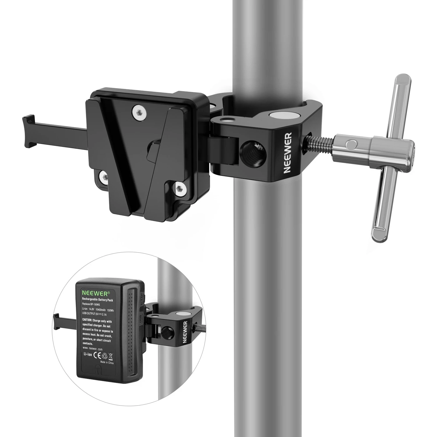 NEEWER PS006 Mini V Mount Battery Plate With Super Crab Clamp 1 NEEWER PS006 Mini V Mount Battery Plate With Super Crab Clamp