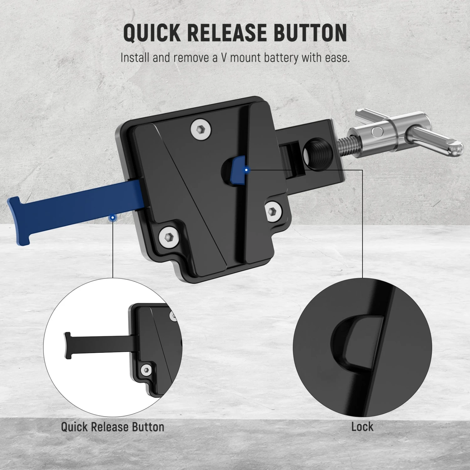 NEEWER PS006 Mini V Mount Battery Plate With Super Crab Clamp 2 NEEWER PS006 Mini V Mount Battery Plate With Super Crab Clamp - Image 2
