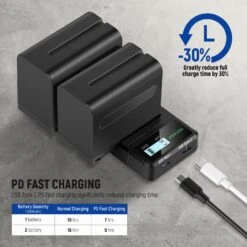 NEEWER 2 Pack 10050mAh NP-F970 Replacement Battery Charger Set -Photography Equipment 10101736 3