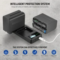 NEEWER 2 Pack 10050mAh NP-F970 Replacement Battery Charger Set -Photography Equipment 10101736 6