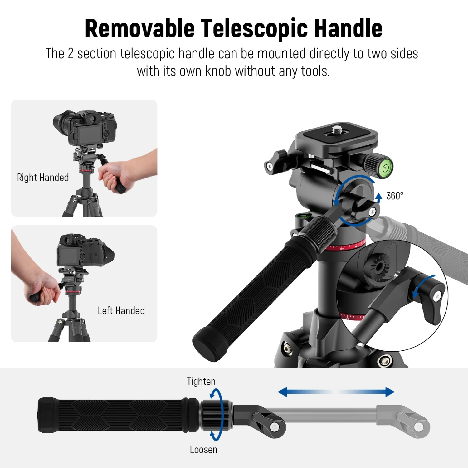 NEEWER GM26 Video Tripod Head Upgraded Horizontal Switch 7 NEEWER GM26 Video Tripod Head Upgraded Horizontal Switch - Image 7