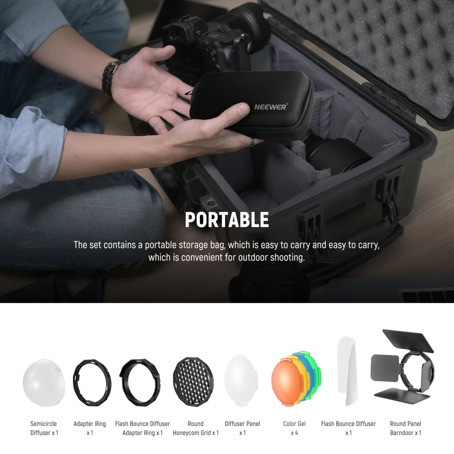 NEEWER Round Head Flash Accessories Kit For Z1/Z2 Speedlite 8 NEEWER Round Head Flash Accessories Kit For Z1/Z2 Speedlite - Image 8