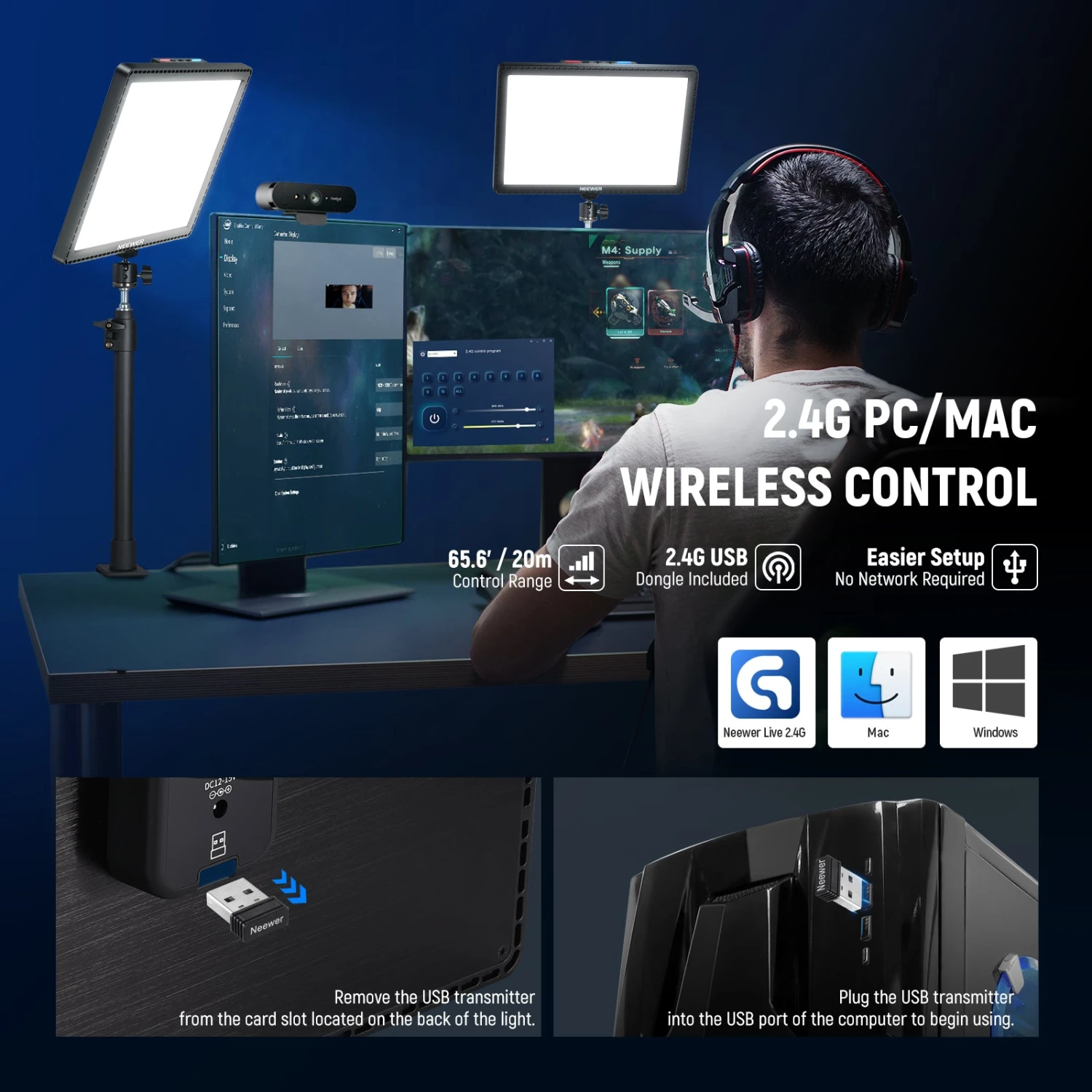 NEEWER GL1 PRO 15.5" Key Light Streaming Light For Elgato 5 NEEWER GL1 PRO 15.5" Key Light Streaming Light For Elgato - Image 5