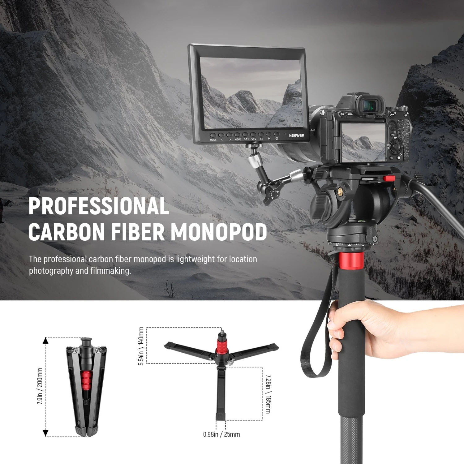 NEEWER TP71 71.6" Pro Carbon Fiber Camera Monopod 7 NEEWER TP71 71.6" Pro Carbon Fiber Camera Monopod - Image 7