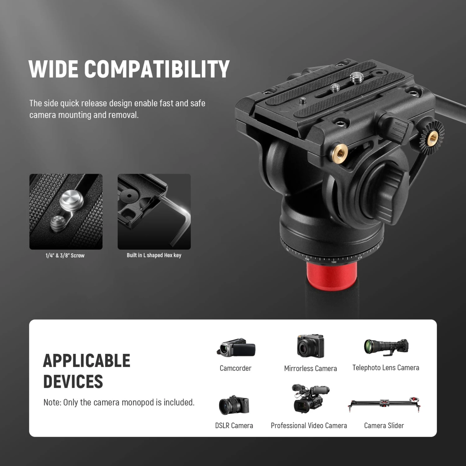 NEEWER TP71 71.6" Pro Carbon Fiber Camera Monopod 9 NEEWER TP71 71.6" Pro Carbon Fiber Camera Monopod - Image 9