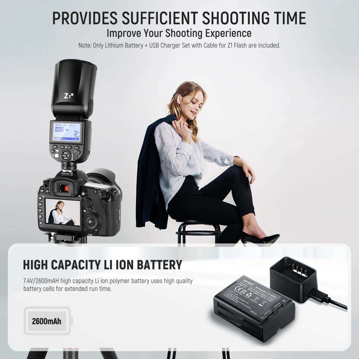 NEEWER Z1 Z2 Flash Lithium Battery And USB Charger Set 3 NEEWER Z1 Z2 Flash Lithium Battery And USB Charger Set - Image 3