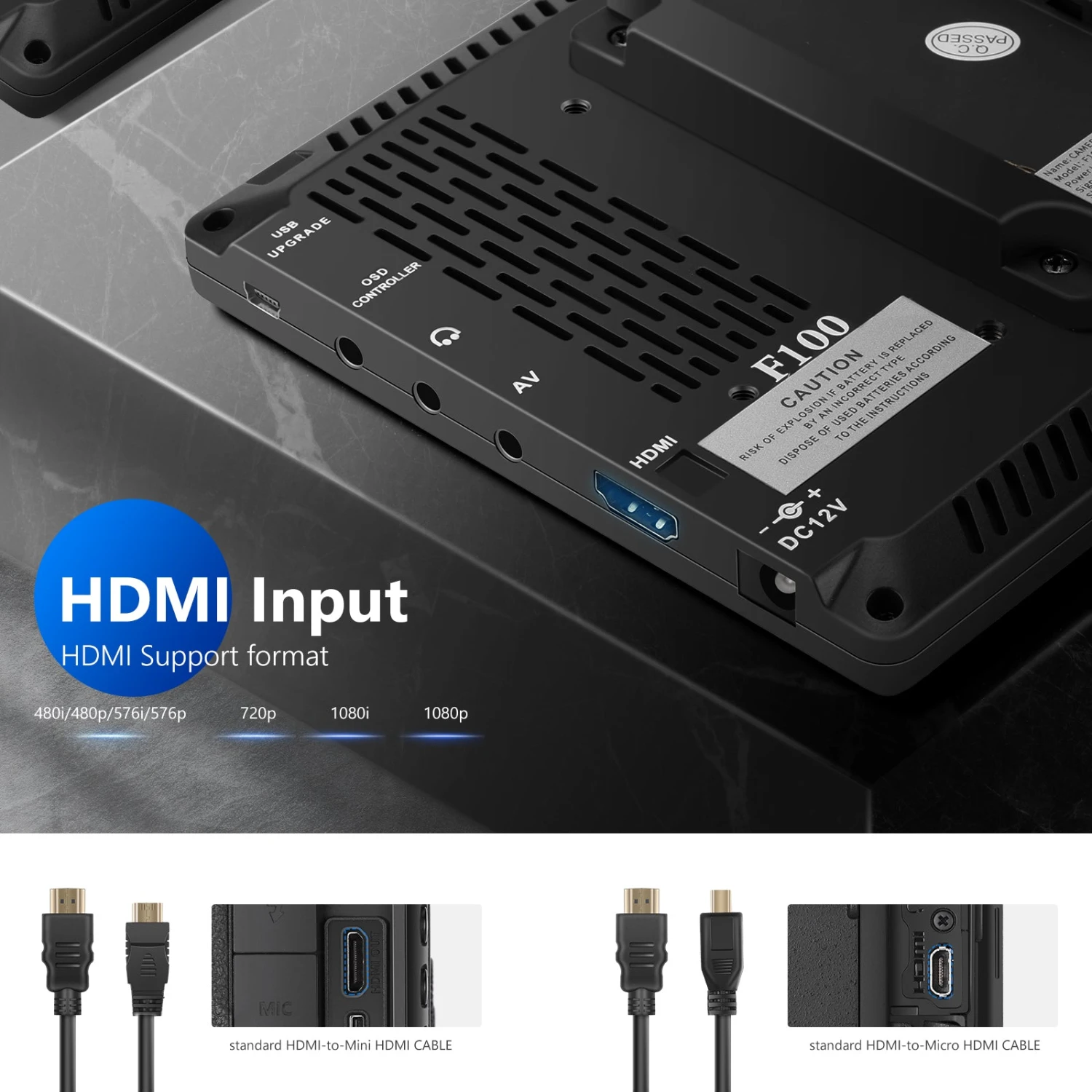 NEEWER F100 7 Inch HD Camera Field Monitor 6 NEEWER F100 7 Inch HD Camera Field Monitor - Image 6