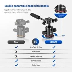 NEEWER TP27 73.6" Horizontal Tripod -Photography Equipment 10102015 5