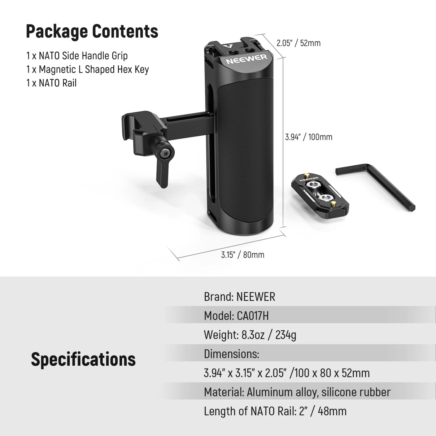 NEEWER CA017H NATO Side Handle Grip 8 NEEWER CA017H NATO Side Handle Grip - Image 8