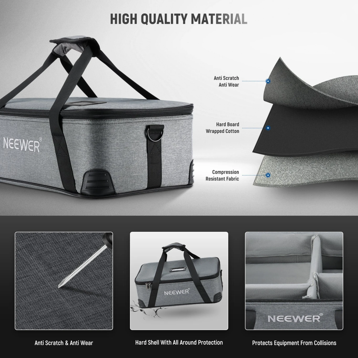 NEEWER PB5 Carrying Bag With Movable Foam Padded 4 NEEWER PB5 Carrying Bag With Movable Foam Padded - Image 4