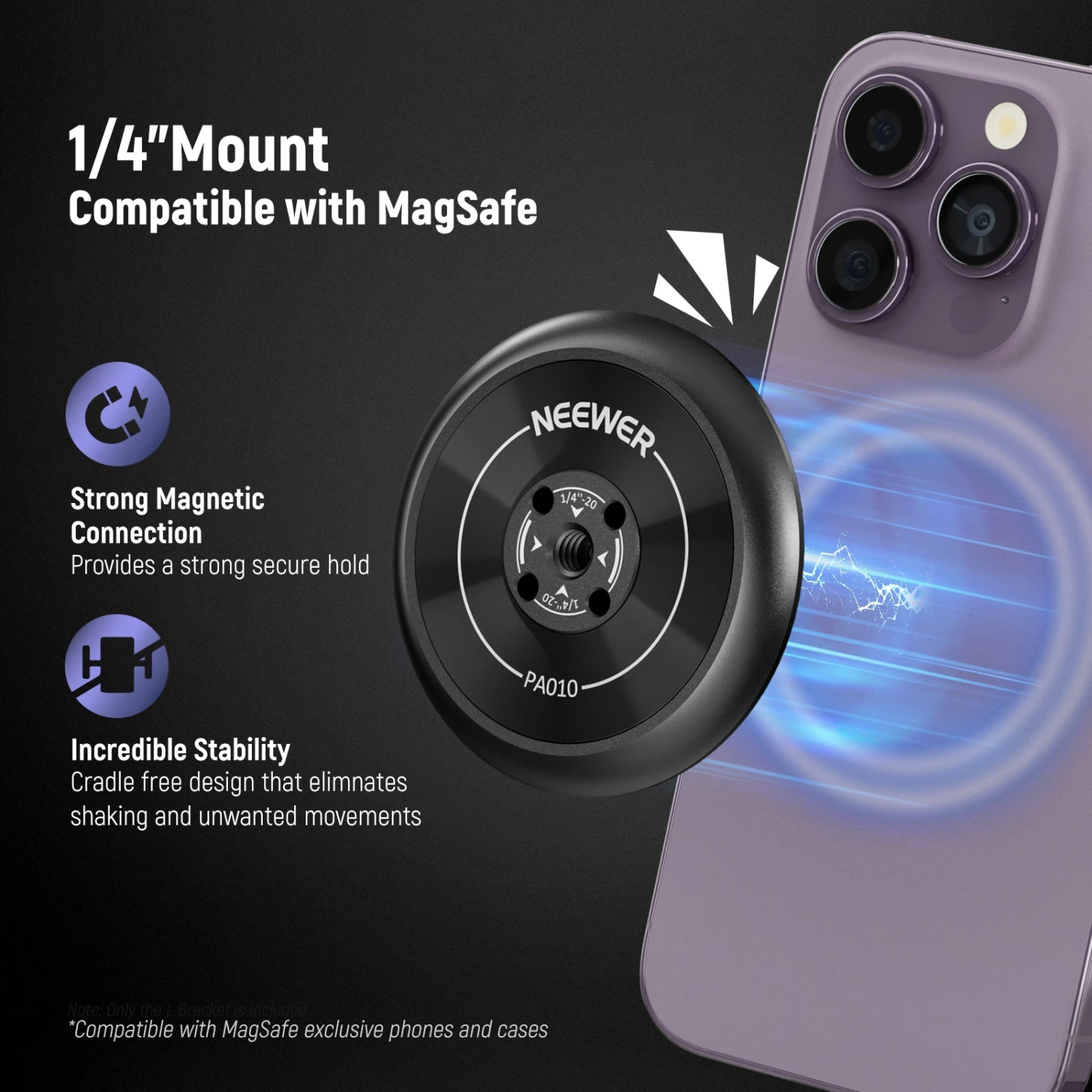 NEEWER PA010 Magnetic Phone Tripod Mount Adapter For IPhone MagSafe 2 NEEWER PA010 Magnetic Phone Tripod Mount Adapter For IPhone MagSafe - Image 2