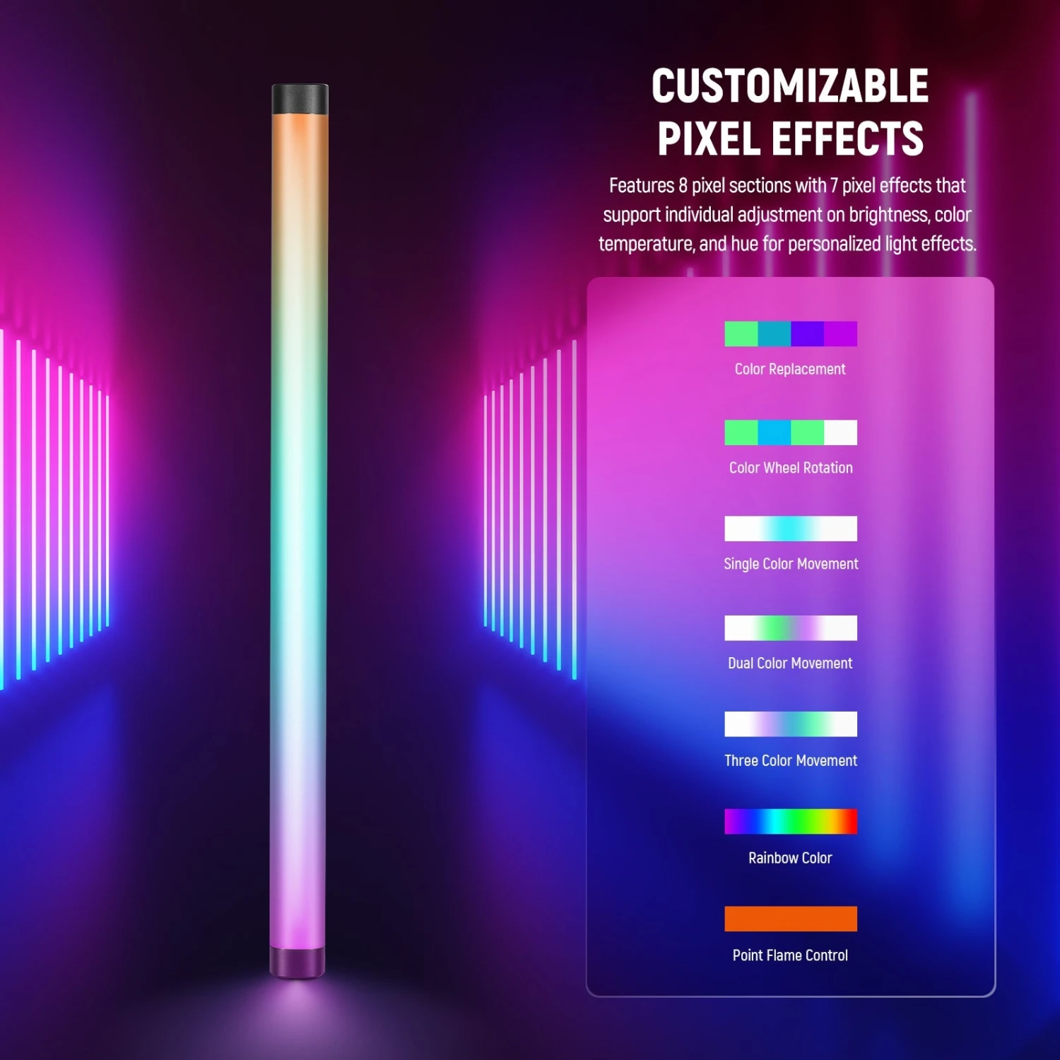 NEEWER TL60 20W RGB Tube Light With APP/2.4G/DMX Control 2 NEEWER TL60 20W RGB Tube Light With APP/2.4G/DMX Control - Image 2