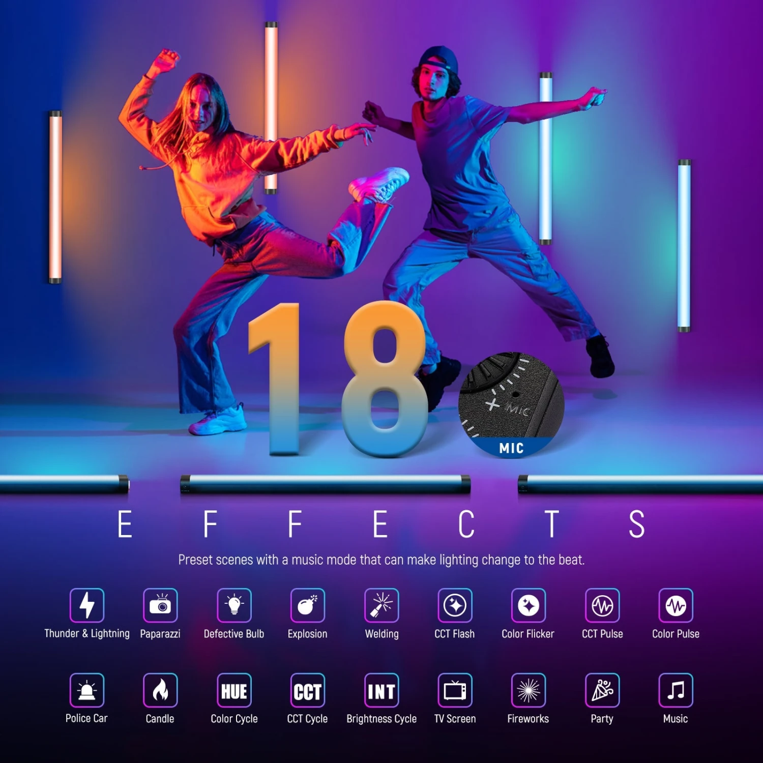 NEEWER TL60 20W RGB Tube Light With APP/2.4G/DMX Control 7 NEEWER TL60 20W RGB Tube Light With APP/2.4G/DMX Control - Image 7