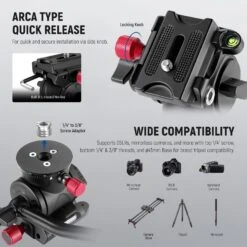 NEEWER GM23 Fluid Tripod Head With Handle & Arca Type Quick Release -Photography Equipment 10102637 4