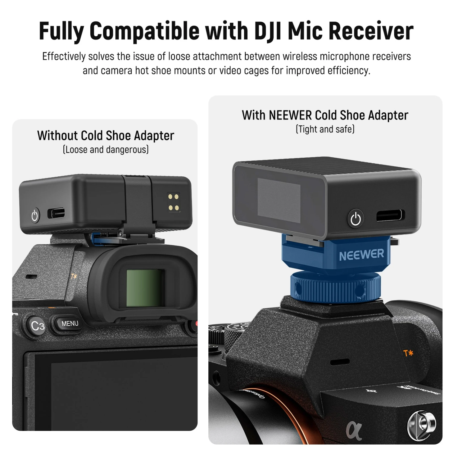 NEEWER UA030 Cold Shoe Mount Adapter For DJI Wireless Microphone 2 NEEWER UA030 Cold Shoe Mount Adapter For DJI Wireless Microphone - Image 2