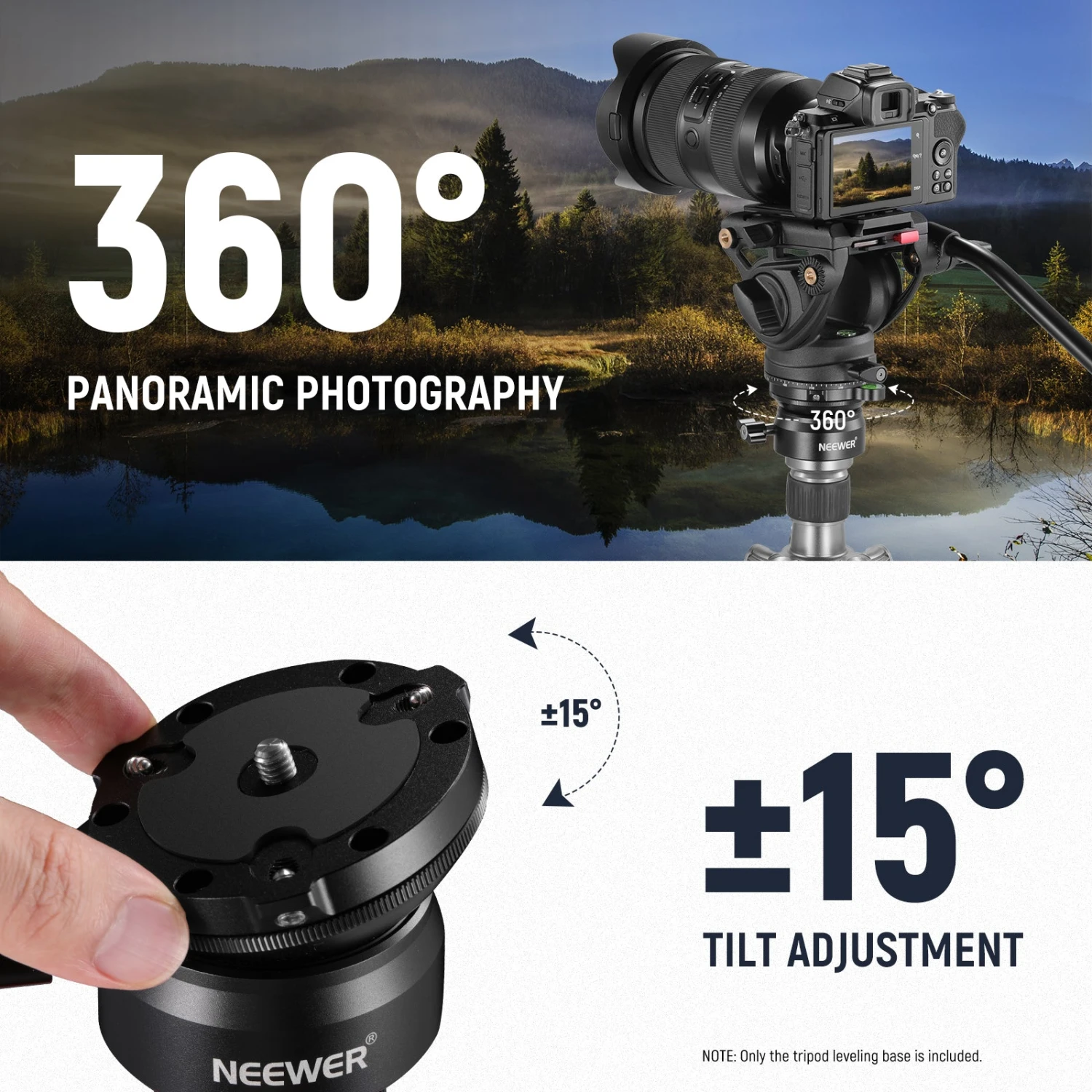 NEEWER GM15 Tripod Leveling Base (ø60mm) Camera Leveler 2 NEEWER GM15 Tripod Leveling Base (ø60mm) Camera Leveler - Image 2