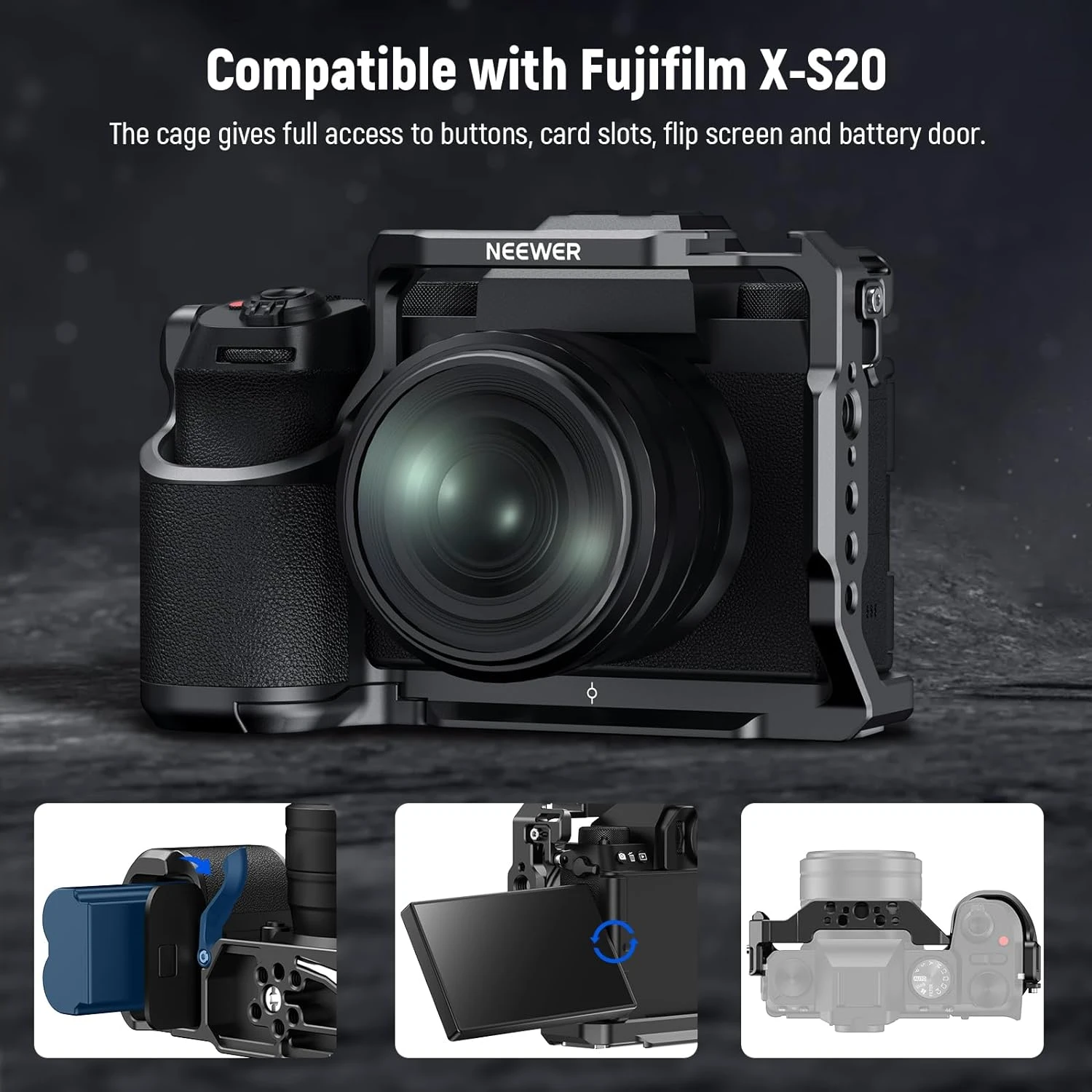 NEEWER CA043 X-S20 Camera Cage For Fujifilm X-S20 5 NEEWER CA043 X-S20 Camera Cage For Fujifilm X-S20 - Image 5