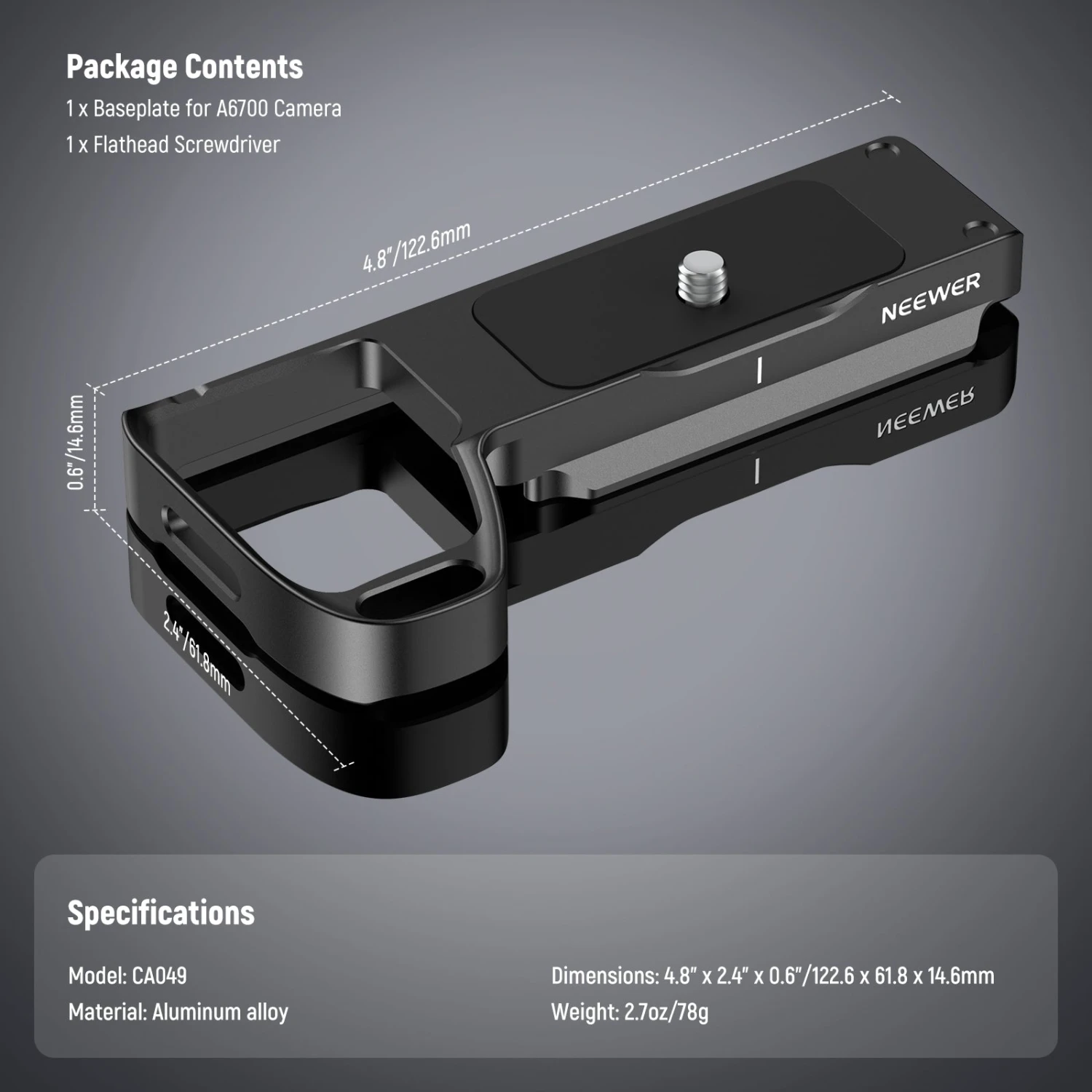 NEEWER CA049 Camera Baseplate For Sony Alpha 6700 9 NEEWER CA049 Camera Baseplate For Sony Alpha 6700 - Image 9