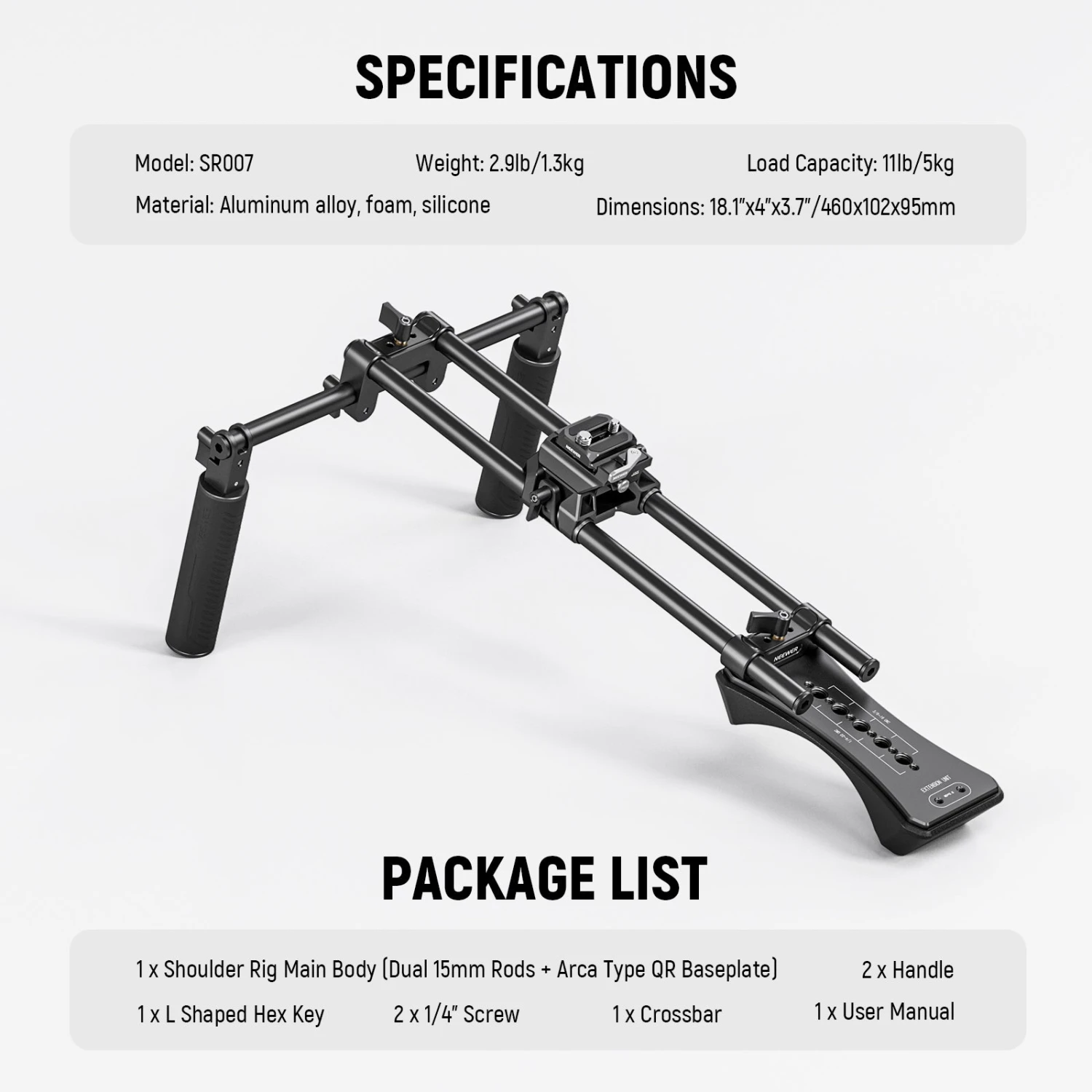 NEEWER SR007 Universal Shoulder Rig Kit 9 NEEWER SR007 Universal Shoulder Rig Kit - Image 9